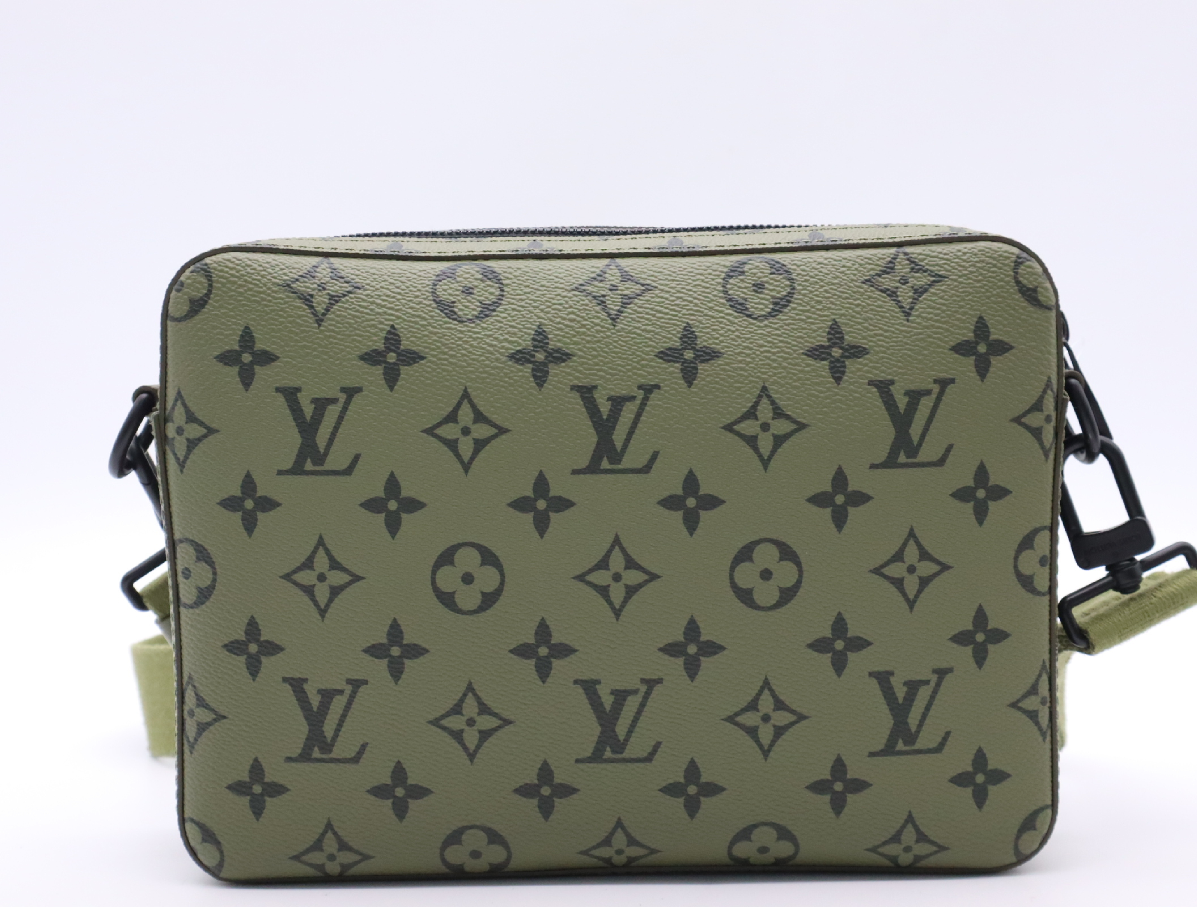 M23783 Monogram Trio Messenger Bag, Khaki, with Shoulder Strap, Pouch, and Coin Case. RFID-enabled. — view 2