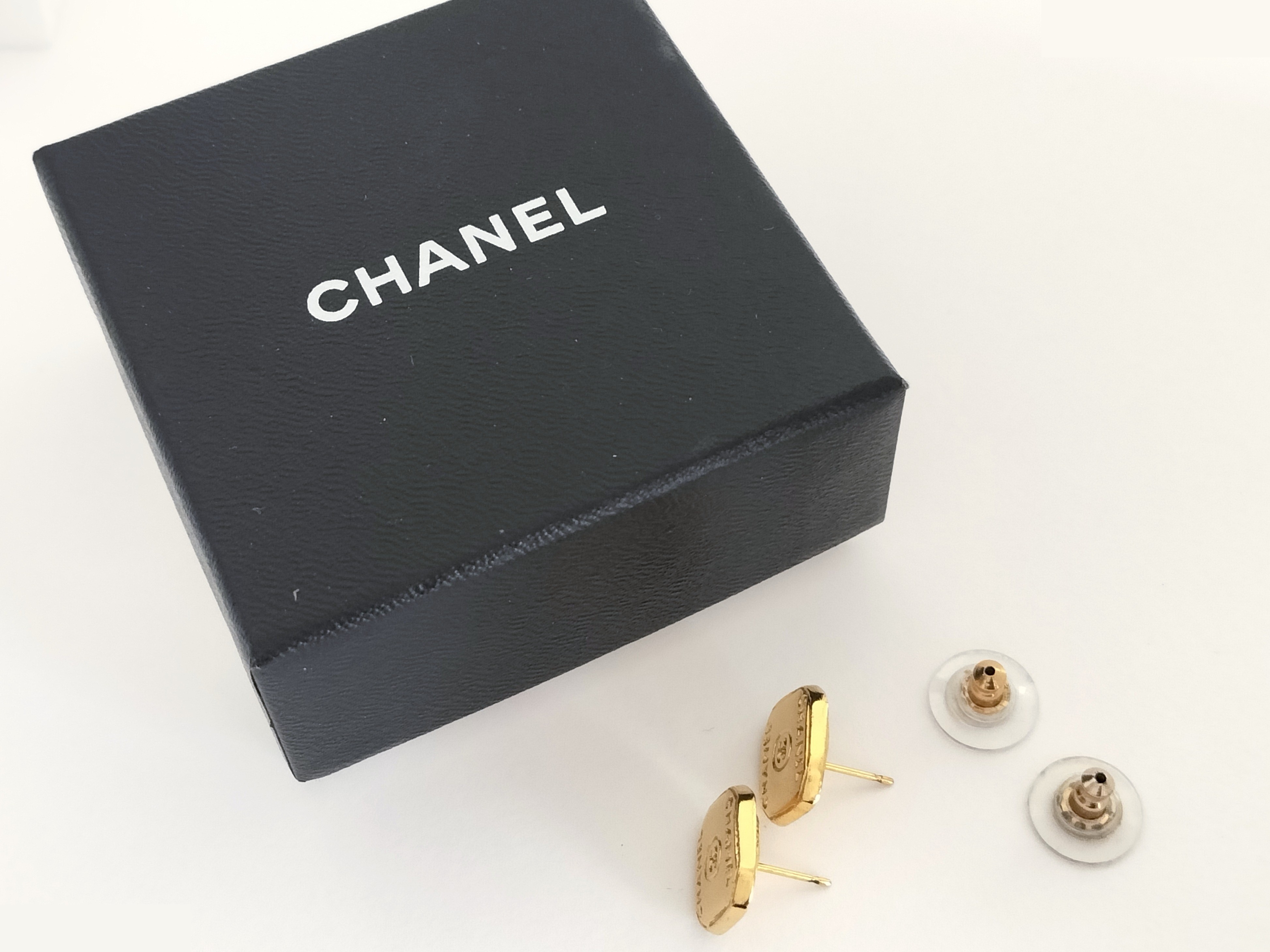 Coco Logo Square Gold Earrings — view 2