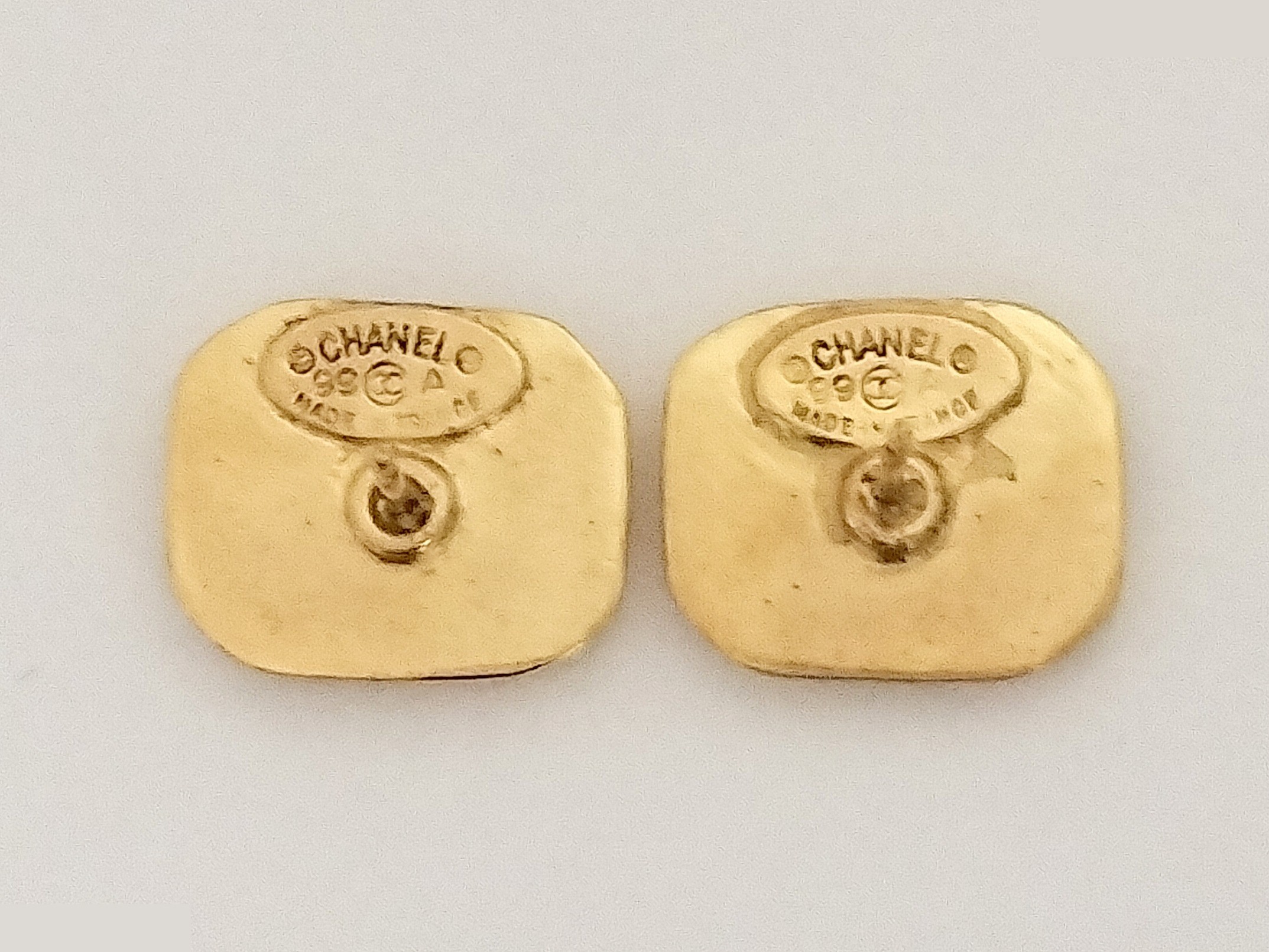 Coco Logo Square Gold Earrings — view 3