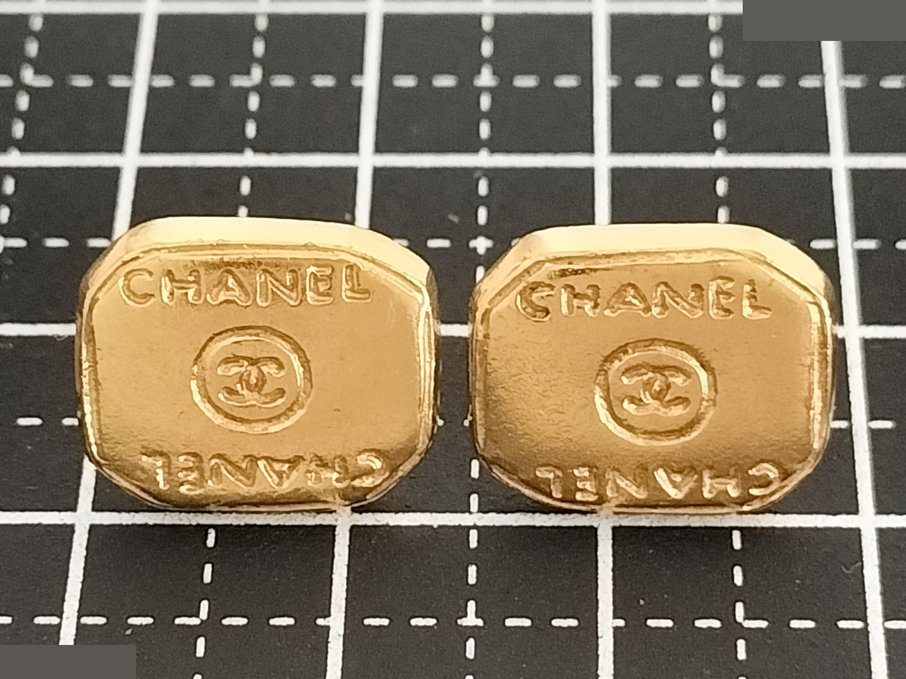 Coco Logo Square Gold Earrings — view 5