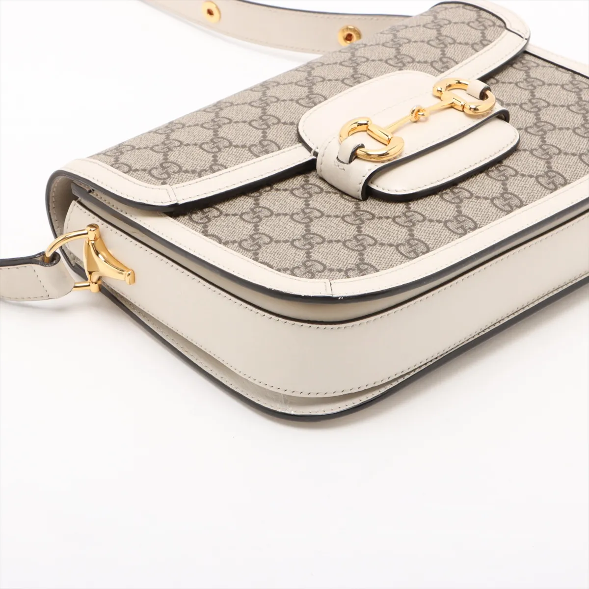 GG Supreme Horsebit 1955 PVC x Leather Shoulder Bag, Beige, 602204 — view 4