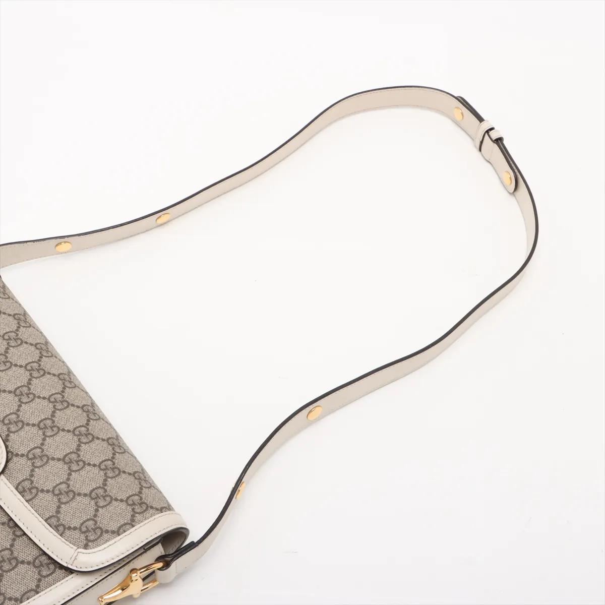 GG Supreme Horsebit 1955 PVC x Leather Shoulder Bag, Beige, 602204 — view 5