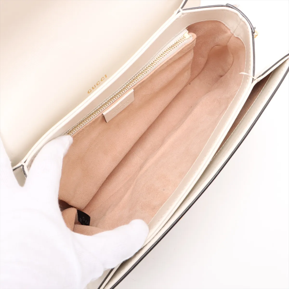 GG Supreme Horsebit 1955 PVC x Leather Shoulder Bag, Beige, 602204 — view 6
