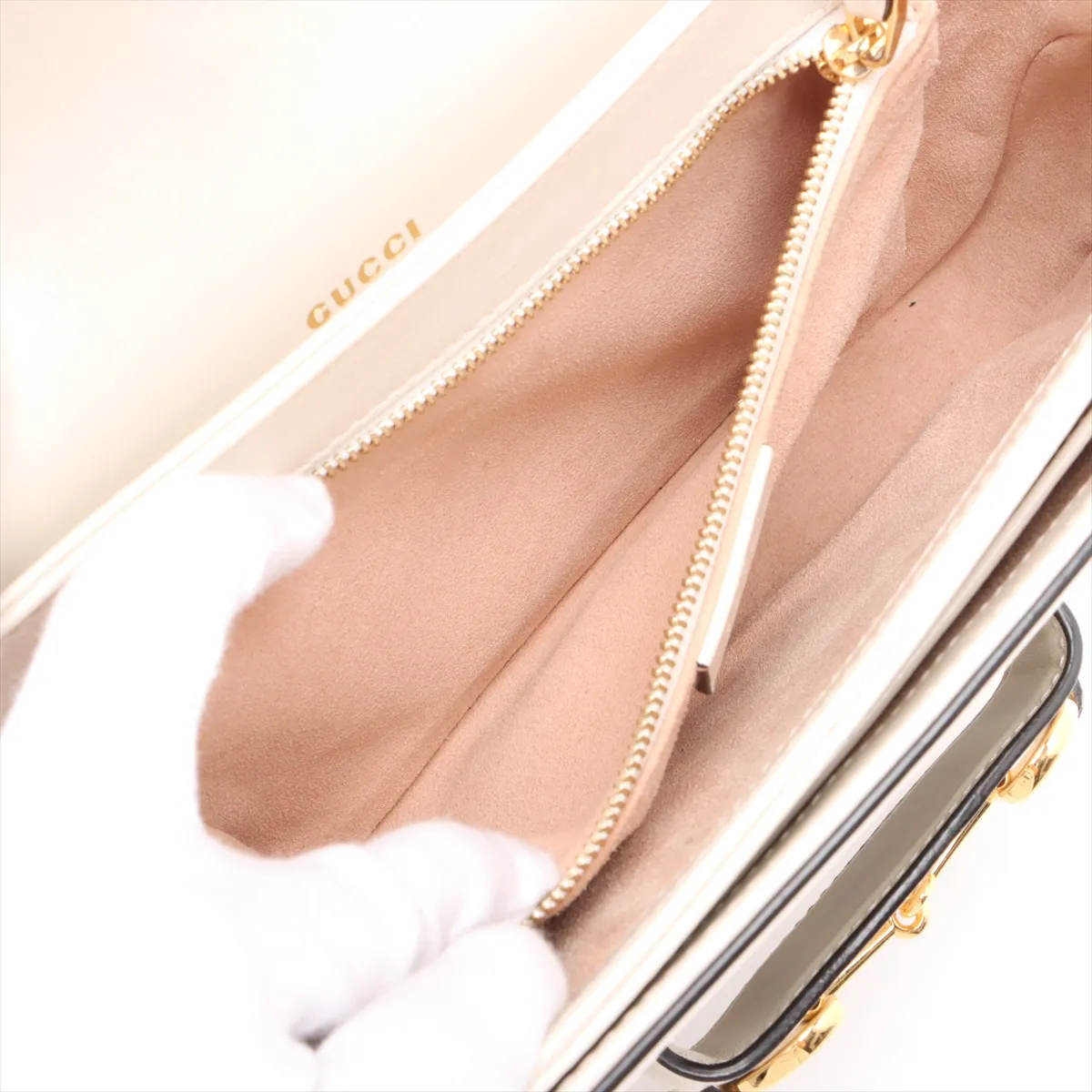 GG Supreme Horsebit 1955 PVC x Leather Shoulder Bag, Beige, 602204 — view 7