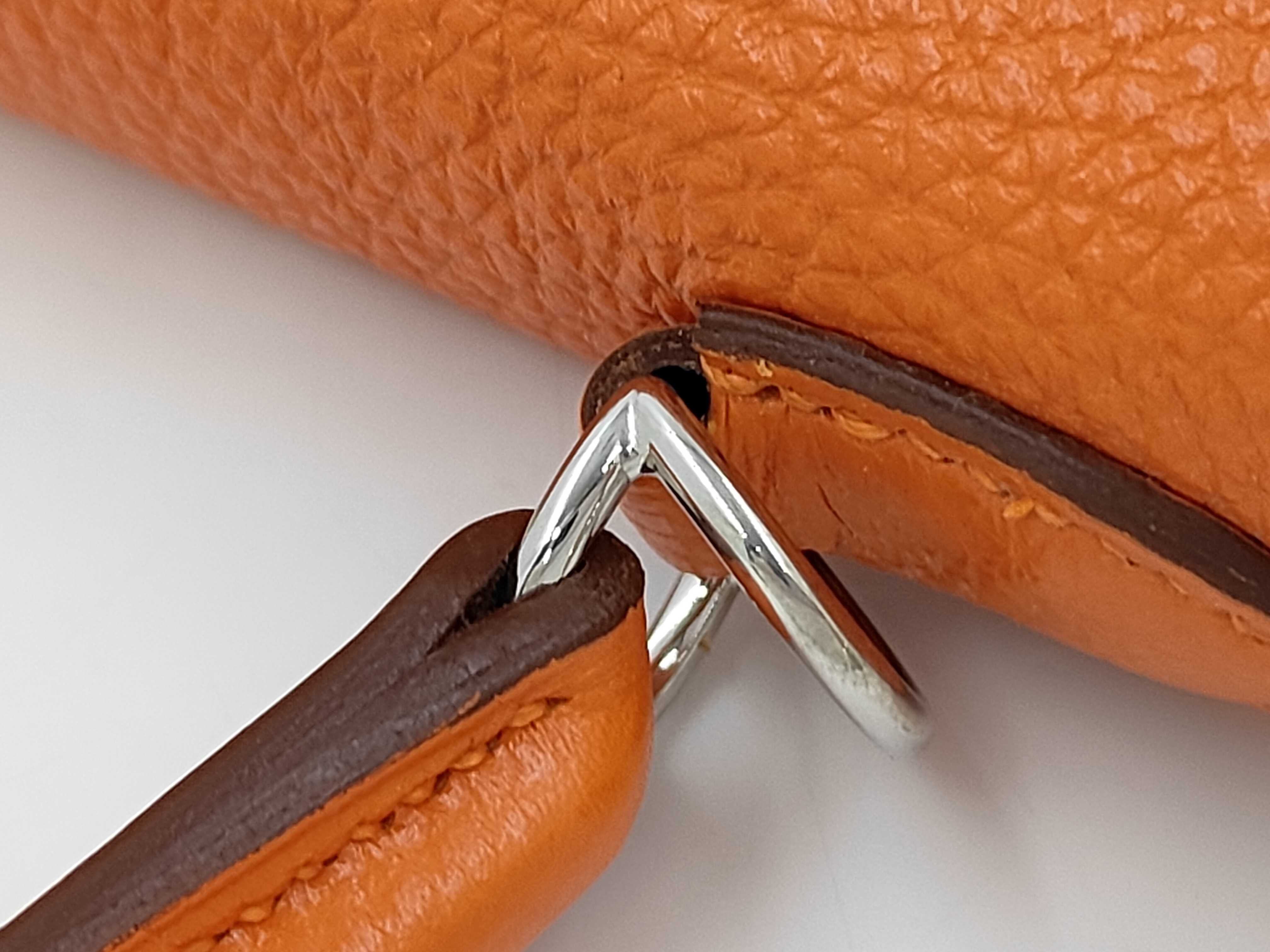 Kelly 25 bag, orange Togo leather, N stamp, handbag — view 5
