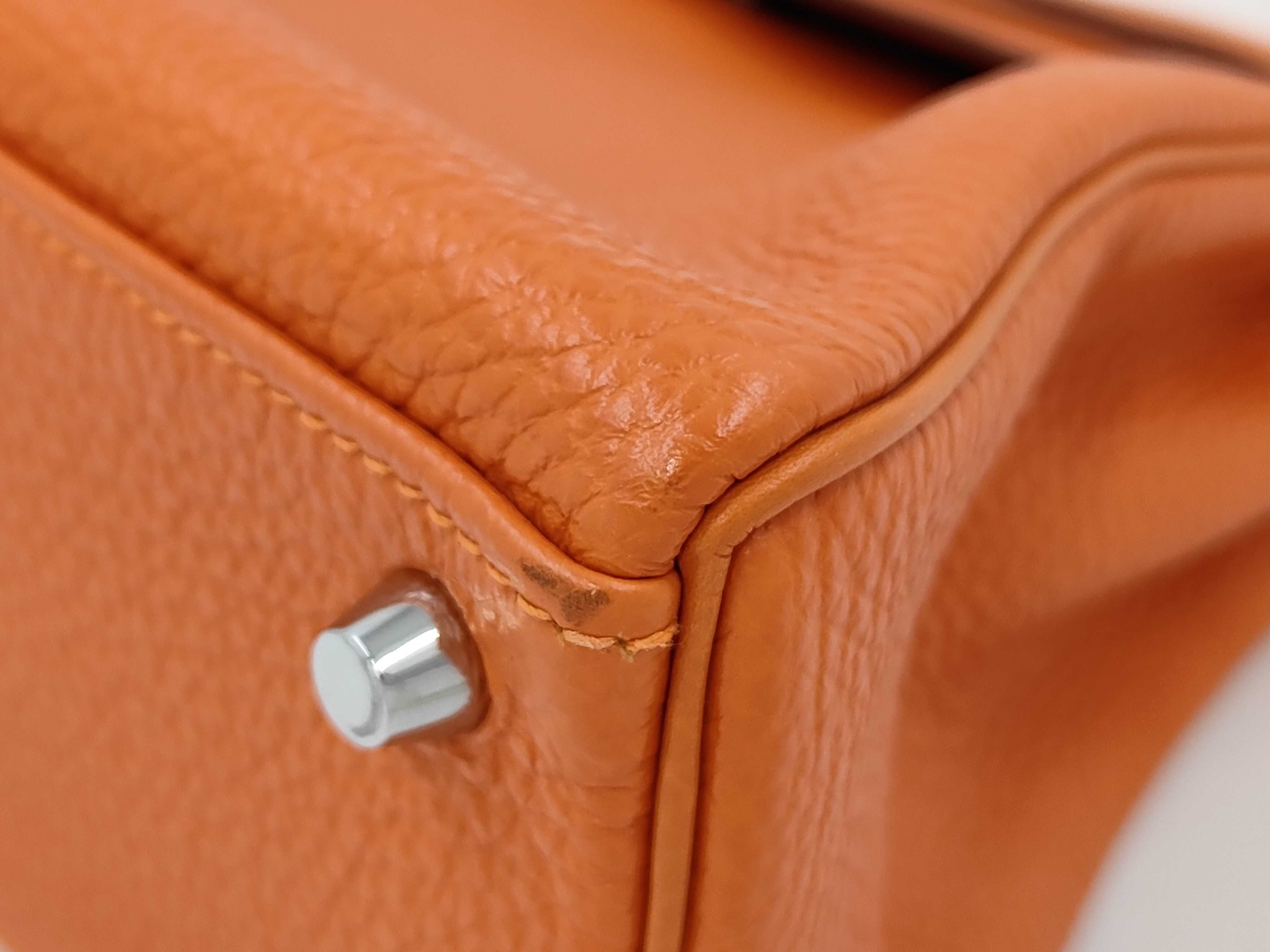 Kelly 25 bag, orange Togo leather, N stamp, handbag — view 7