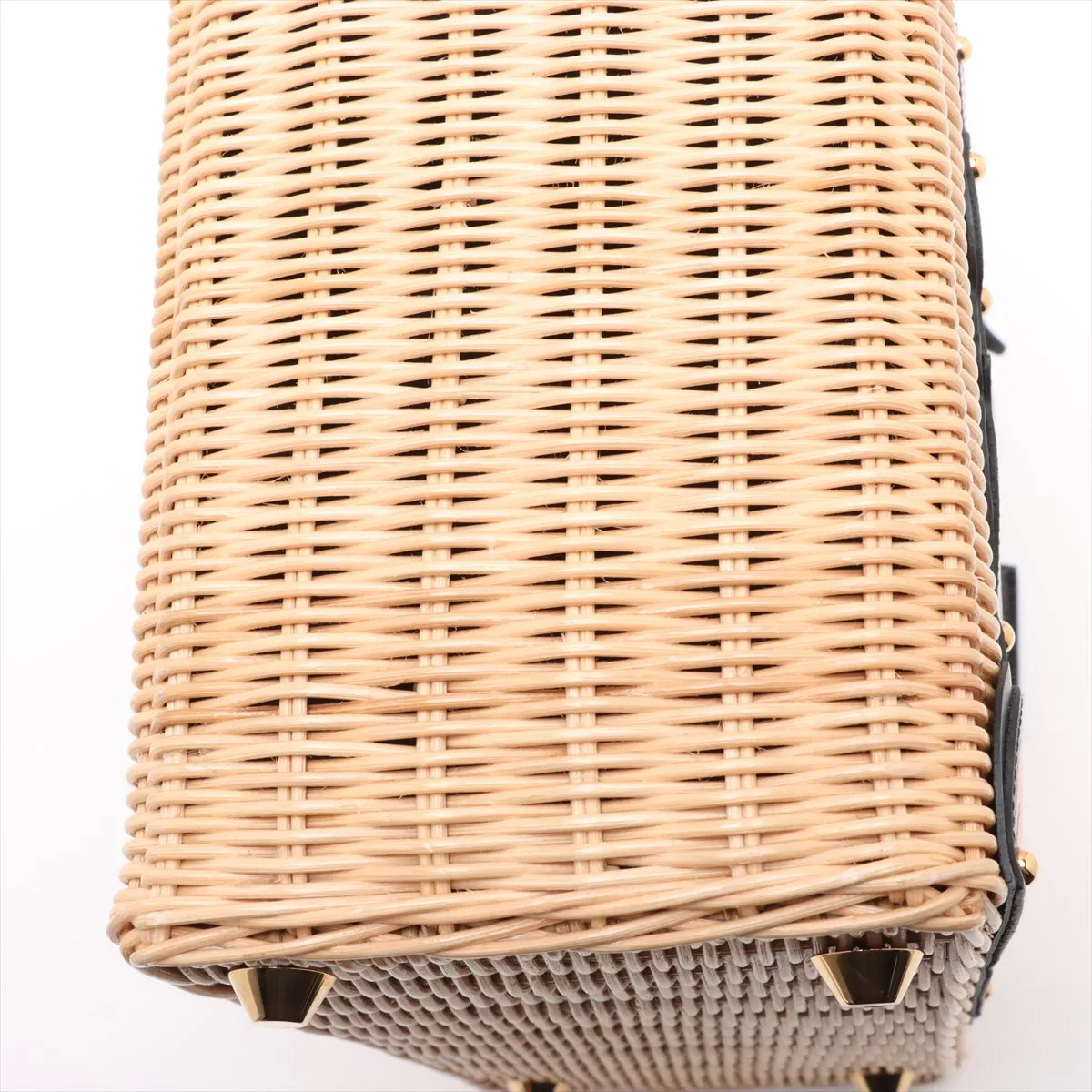 Canapa Wicker Rattan x Canvas 2WAY Handbag Beige x Black 1BG835 — view 13