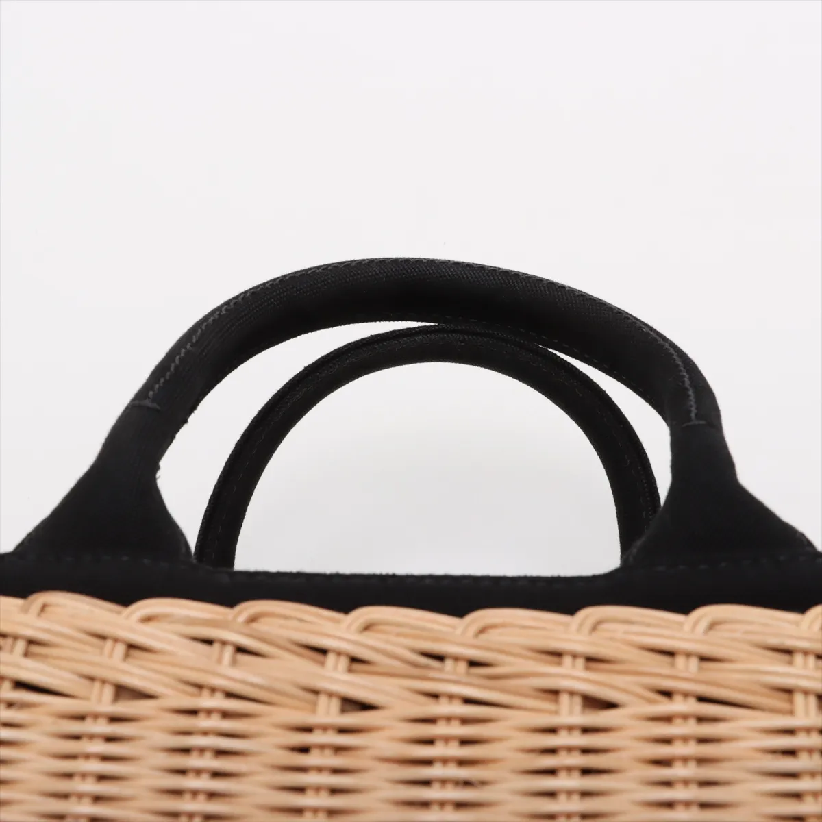 Canapa Wicker Rattan x Canvas 2WAY Handbag Beige x Black 1BG835 — view 6