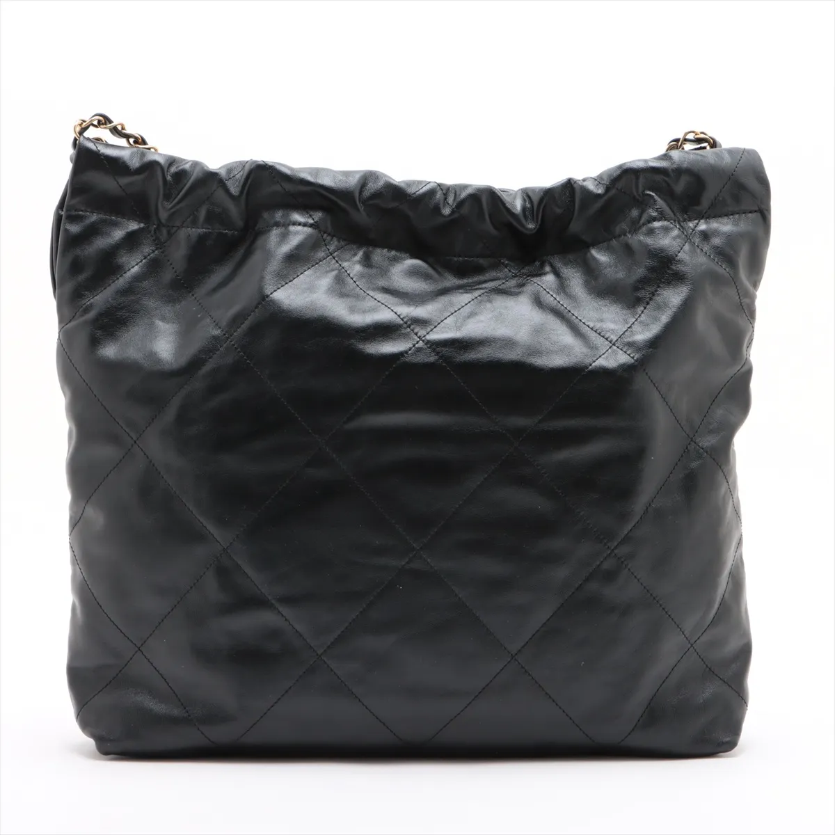 [Individually wrapped] Chanel 22 Shiny Calfskin Chain Shoulder Bag Black Gold Hardware UPLCG678 Random Plate AS3261 — view 2