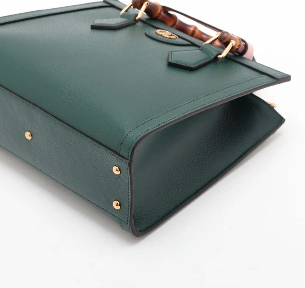 Unused with dust bag. Bamboo and leather 2-way bag, green. 702721 — view 3