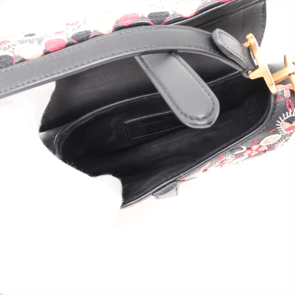 Saddle Leather x Canvas Handbag, Pink x Black — view 7