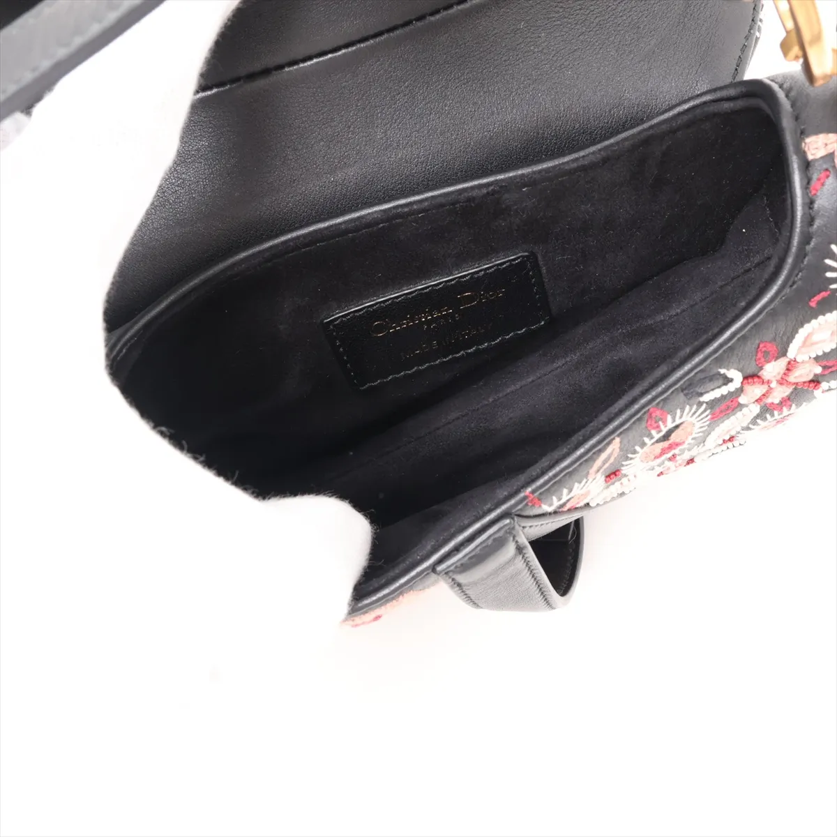 Saddle Leather x Canvas Handbag, Pink x Black — view 8