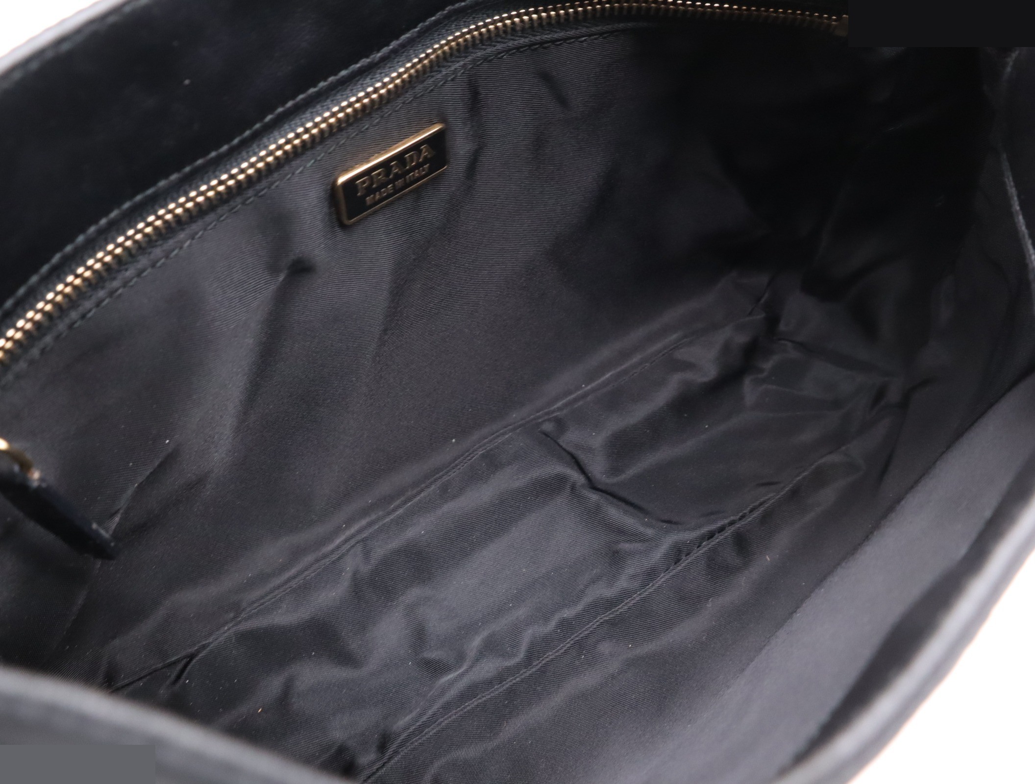 Nylon shoulder bag, black, gold hardware. — view 7