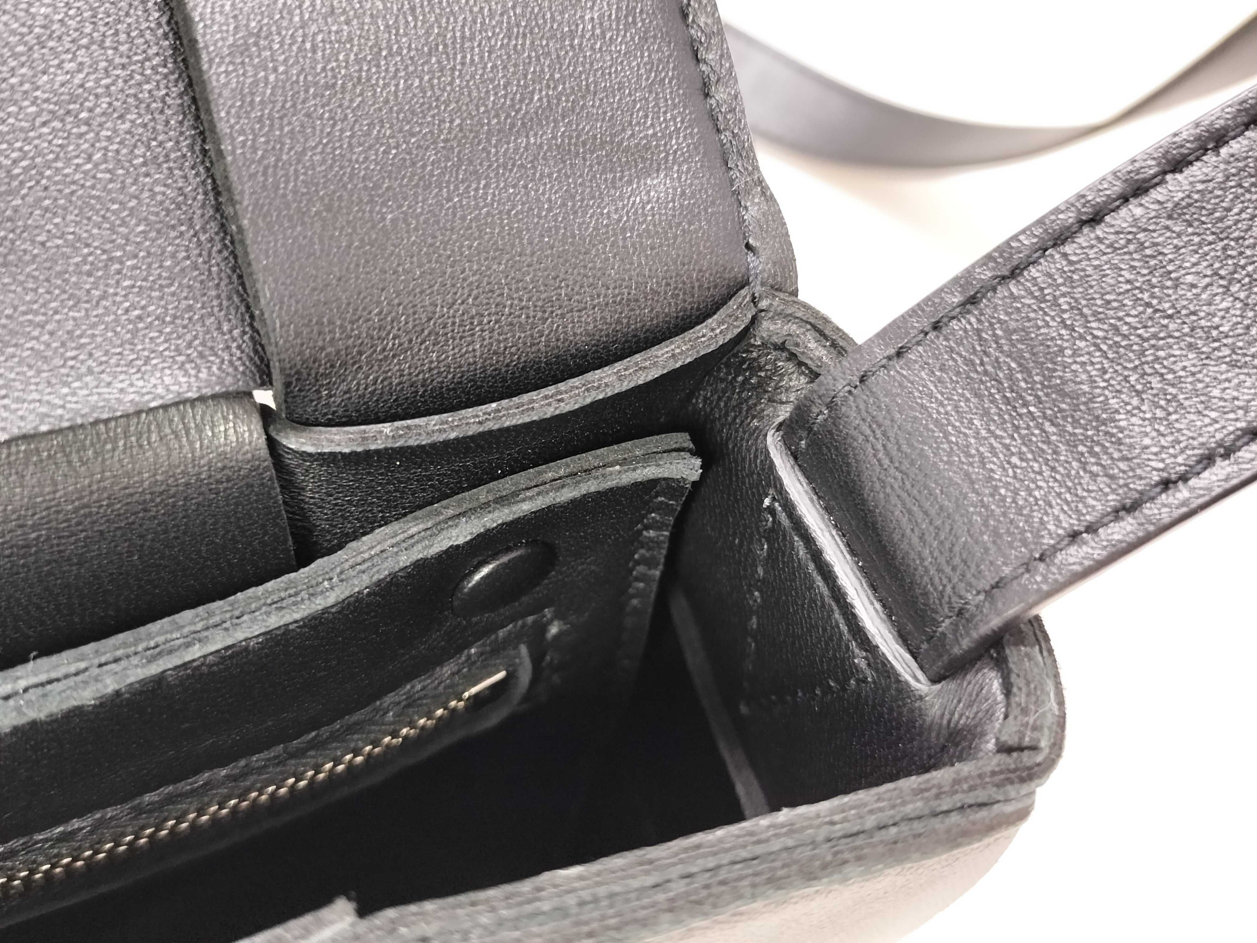 Maxi Cassette Leather Shoulder Bag, Black — view 12