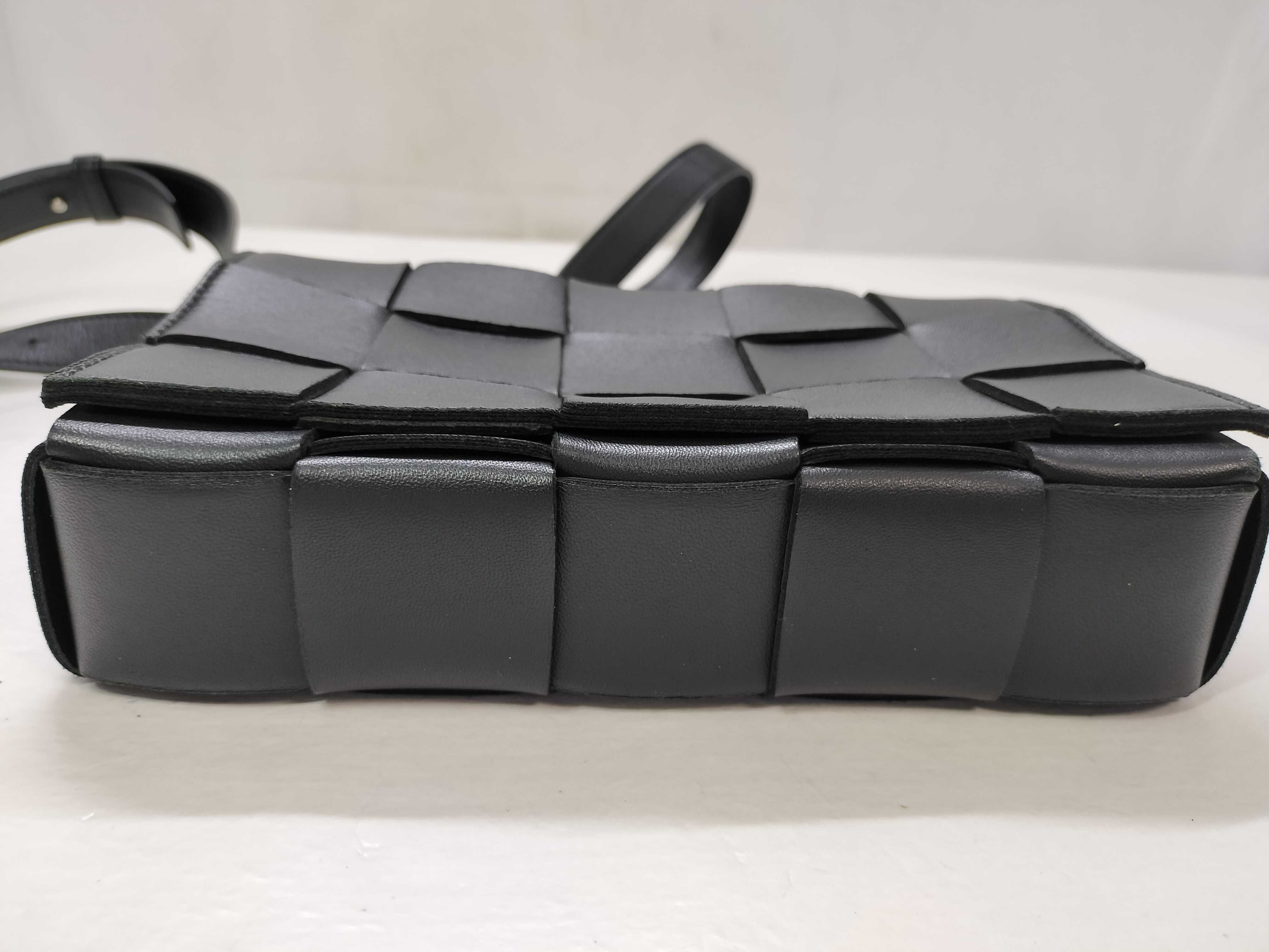 Maxi Cassette Leather Shoulder Bag, Black — view 14