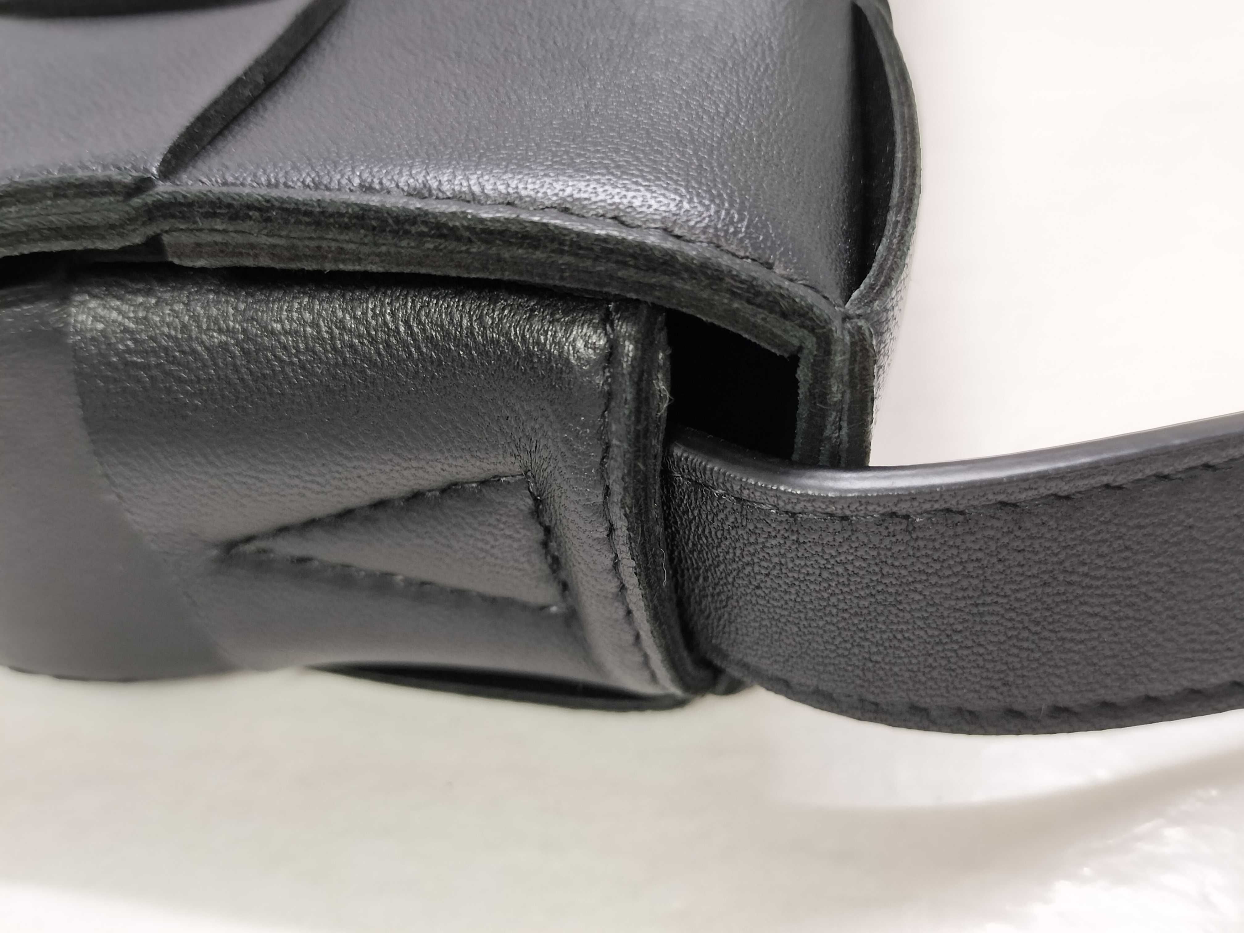 Maxi Cassette Leather Shoulder Bag, Black — view 5