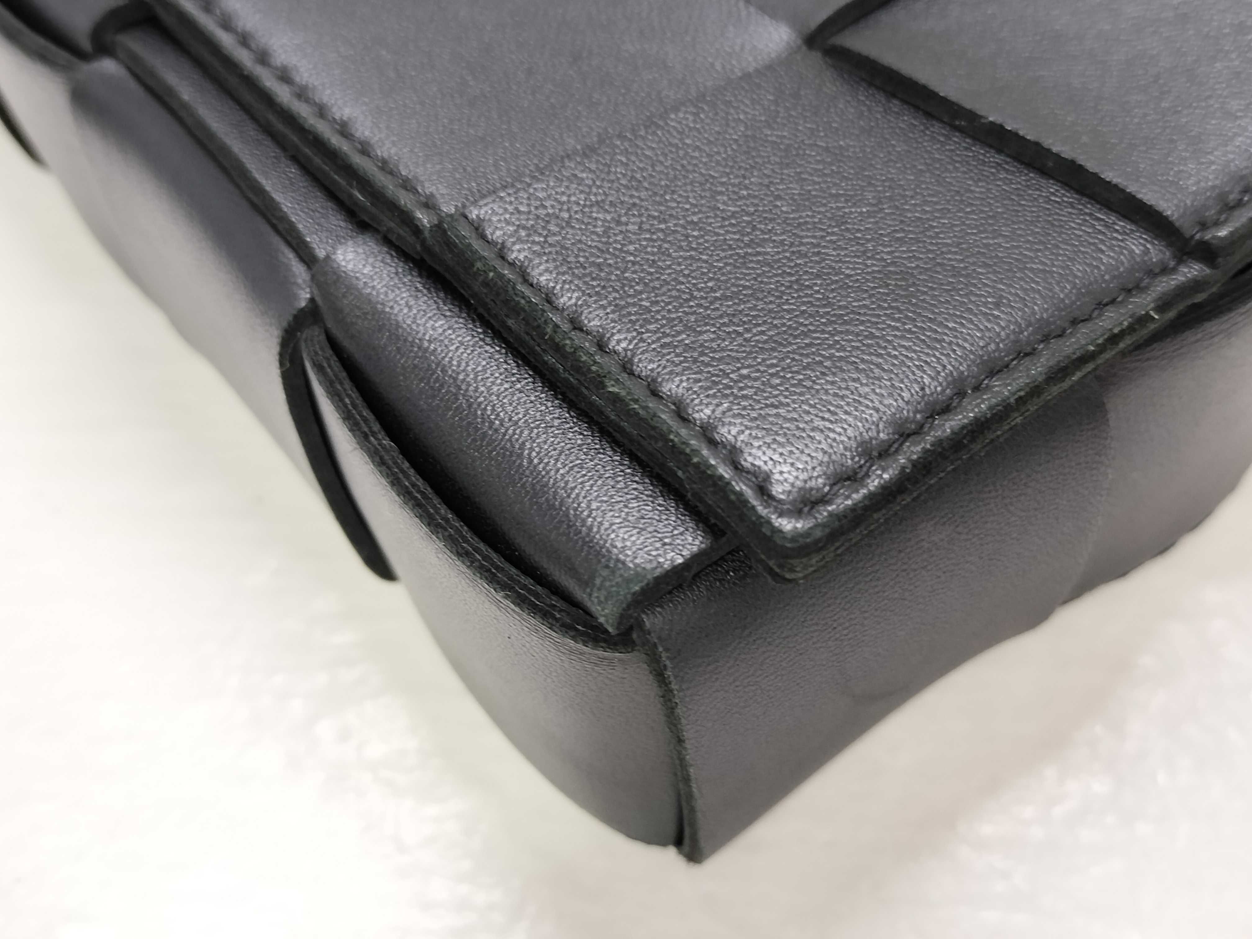 Maxi Cassette Leather Shoulder Bag, Black — view 6