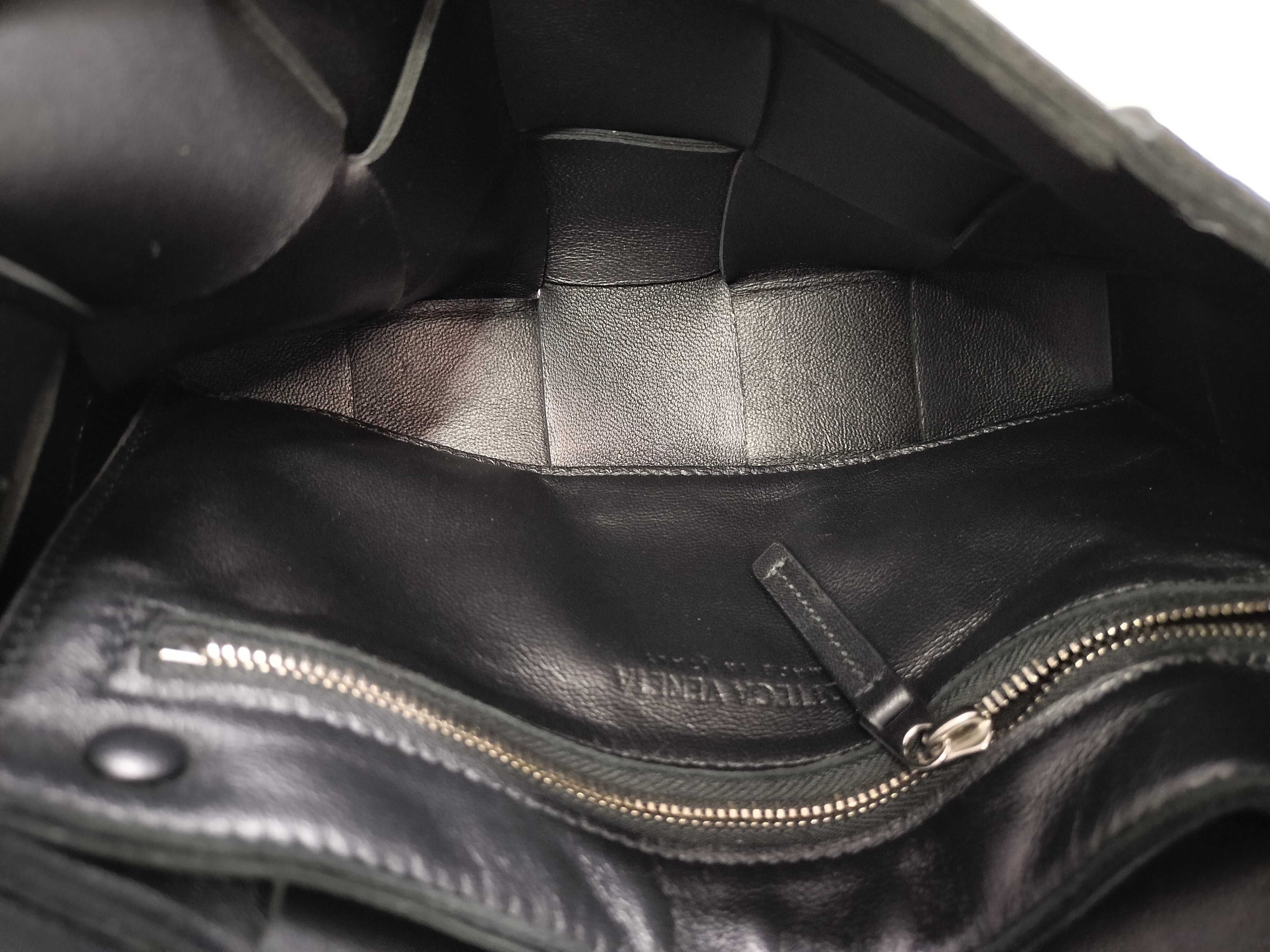 Maxi Cassette Leather Shoulder Bag, Black — view 7