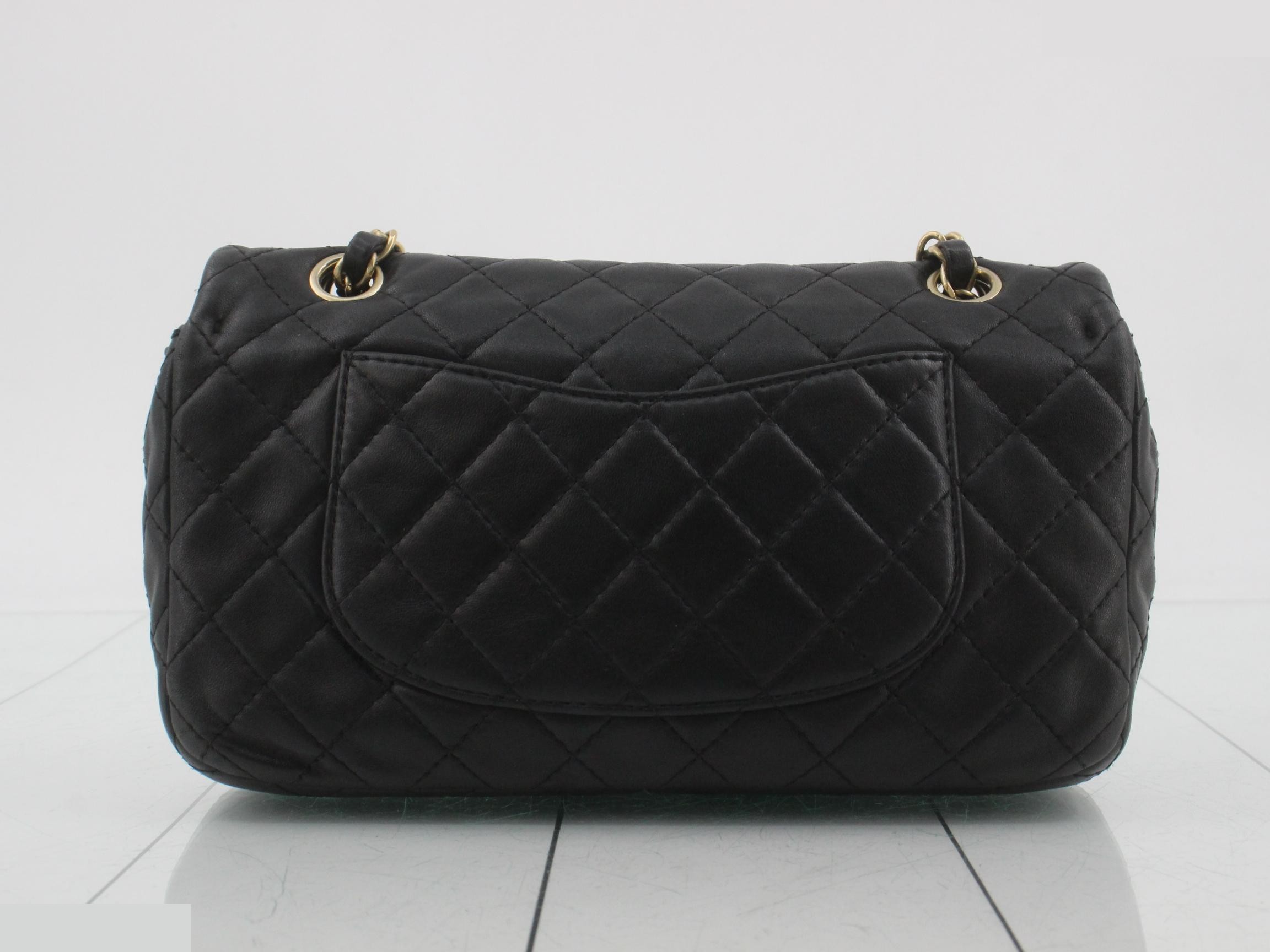 Matelassé lambskin handbag/shoulder bag, black — view 2