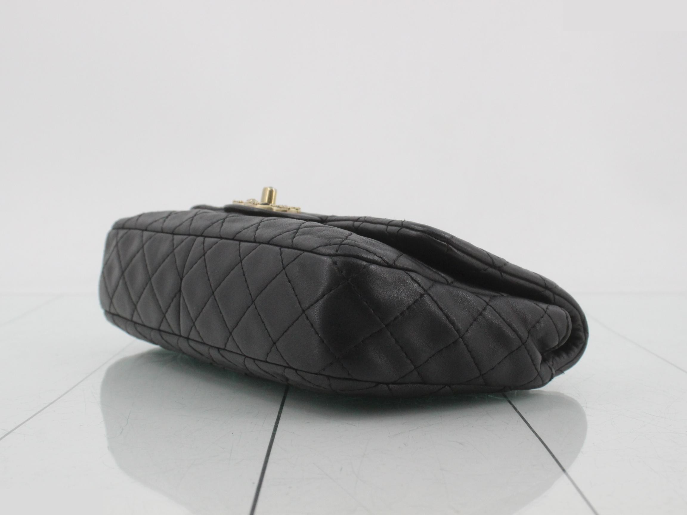 Matelassé lambskin handbag/shoulder bag, black — view 6