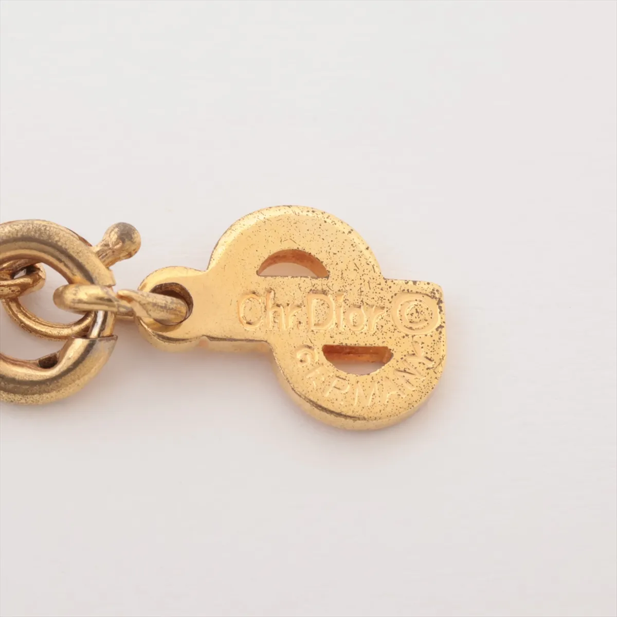 necklace, gold plated with rhinestones. Shows signs of wear, — view 4