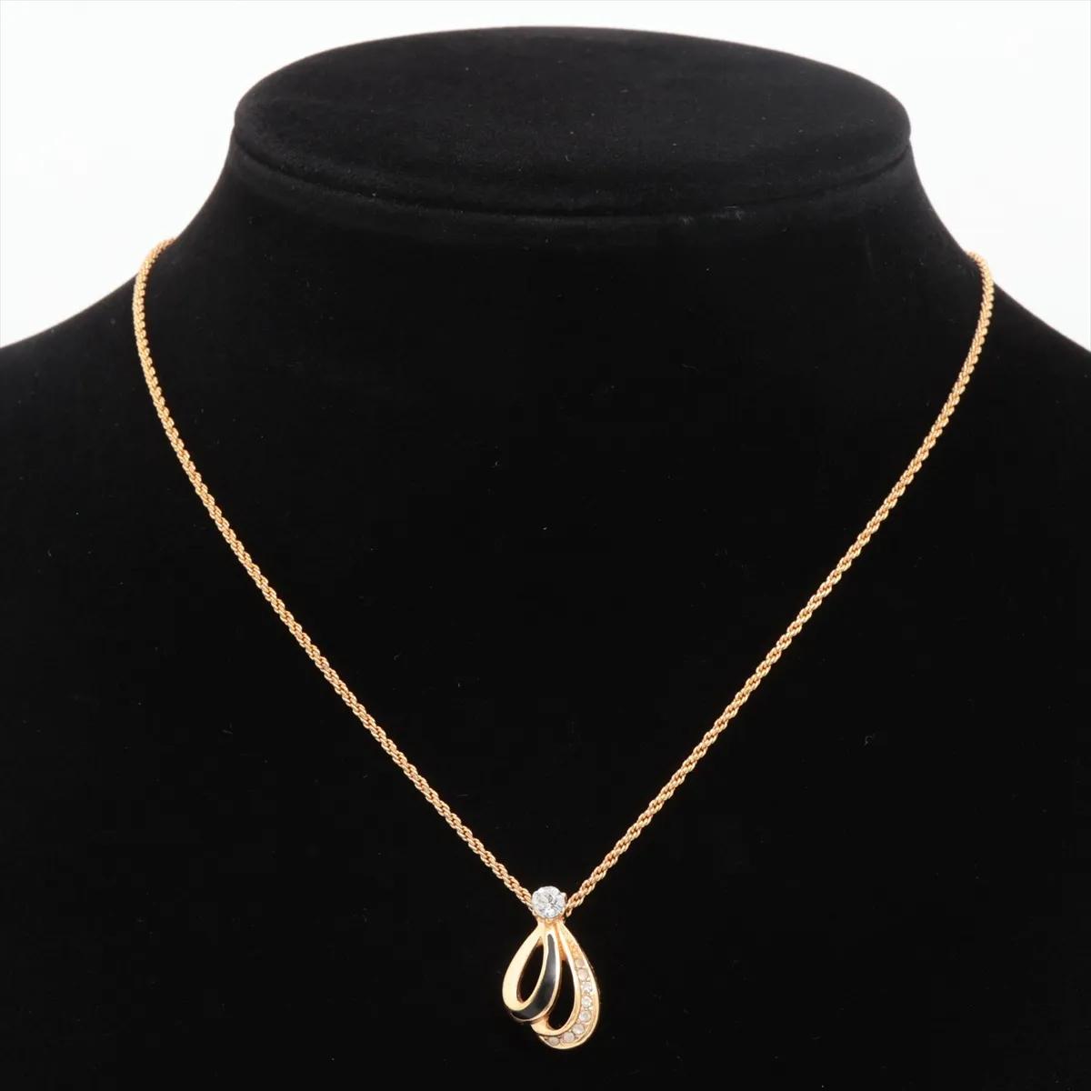 necklace, gold plated with rhinestones. Shows signs of wear, — view 5