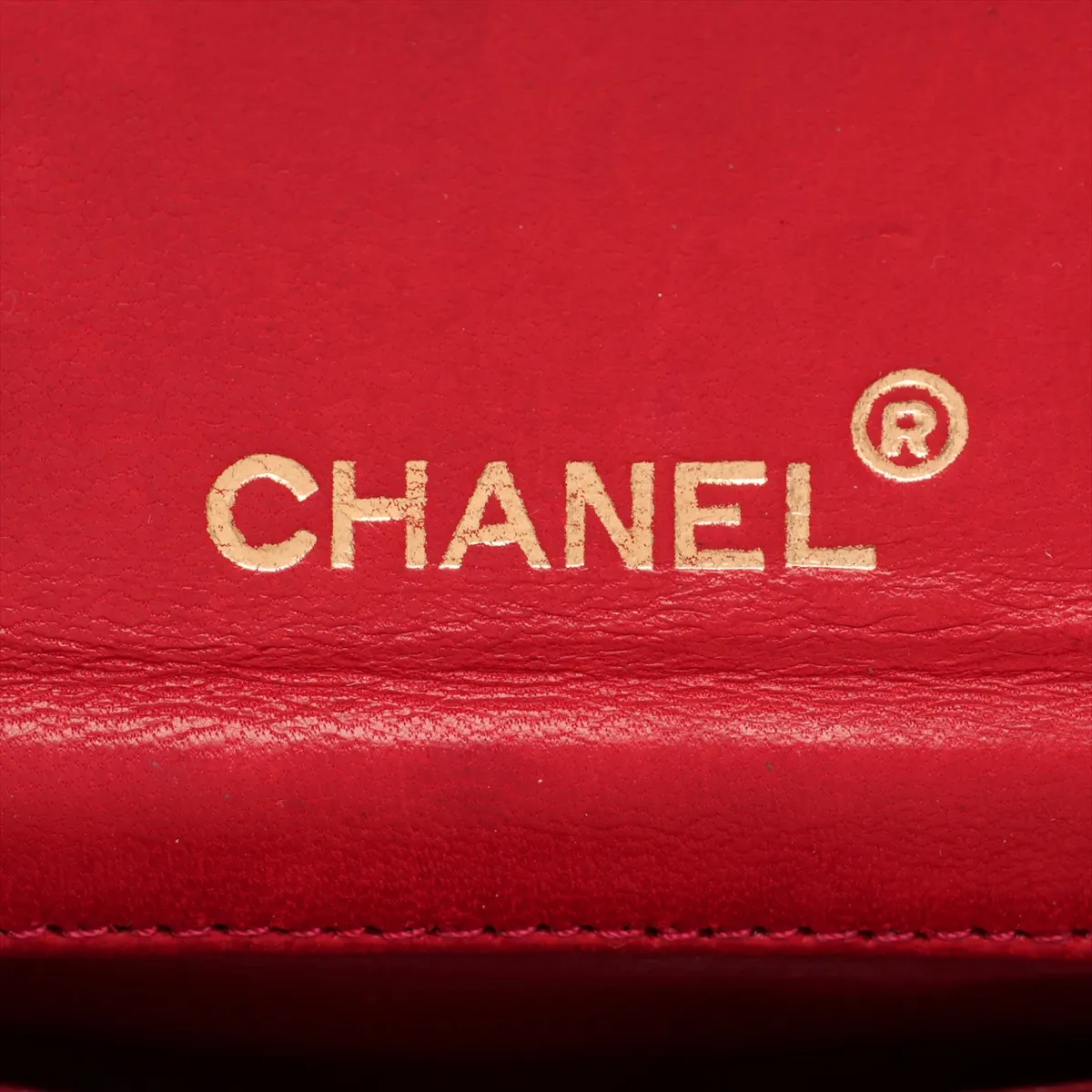Matelassé Lambskin Chain Handbag, Octagon Shape, Red with Gold Hardware — view 9