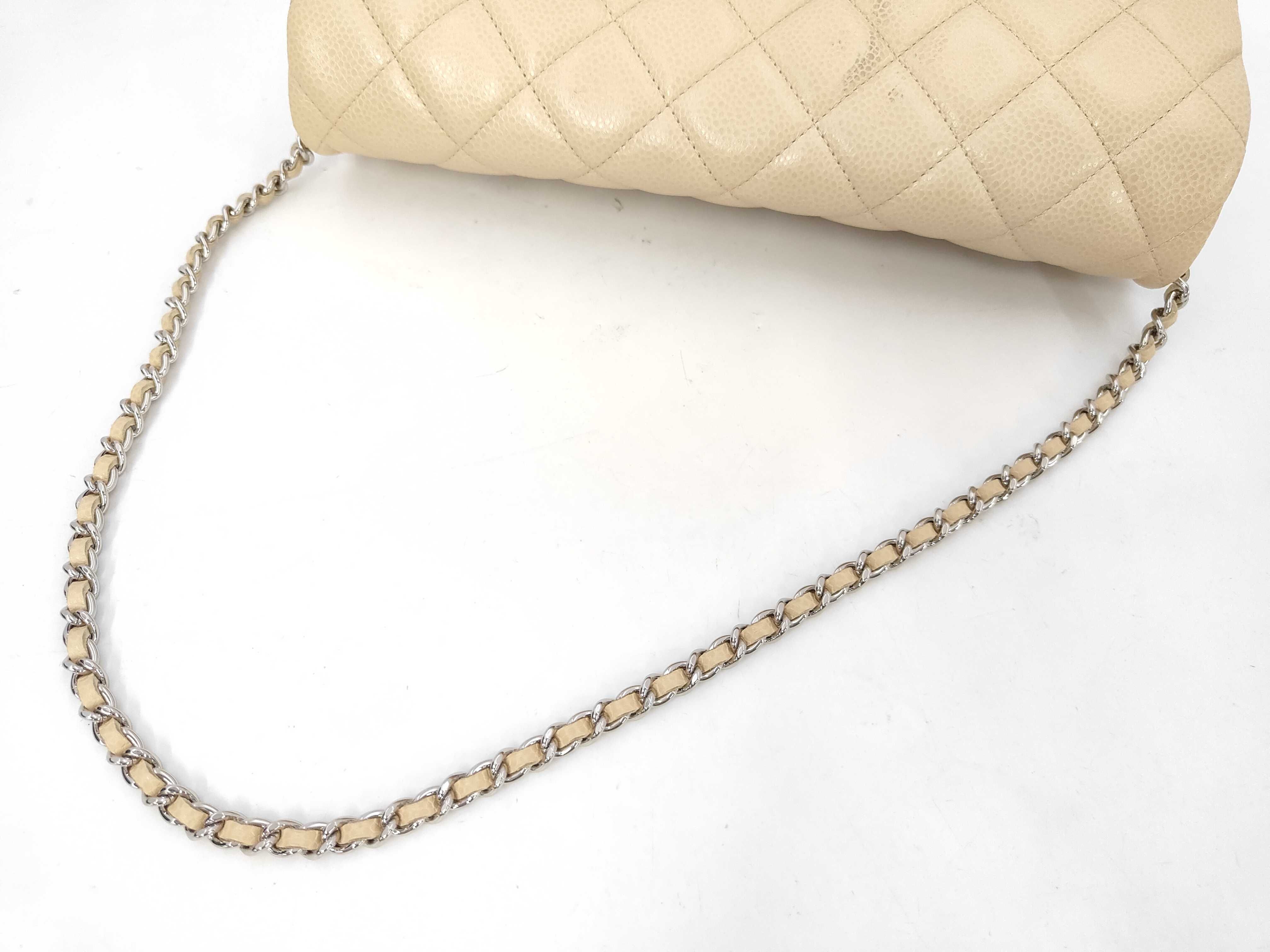 Caviar Chain Shoulder Bag (Beige) — view 5