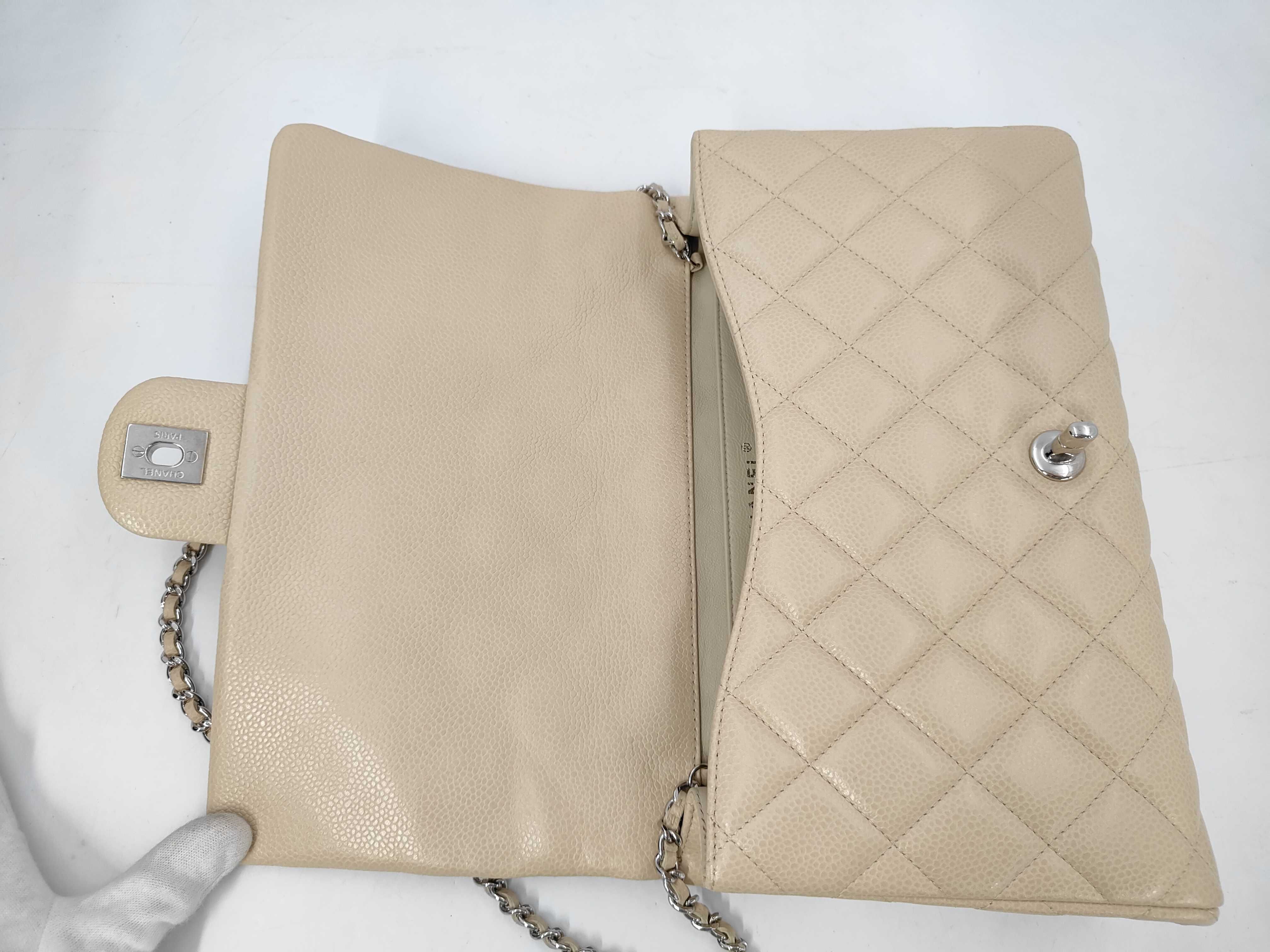 Caviar Chain Shoulder Bag (Beige) — view 8