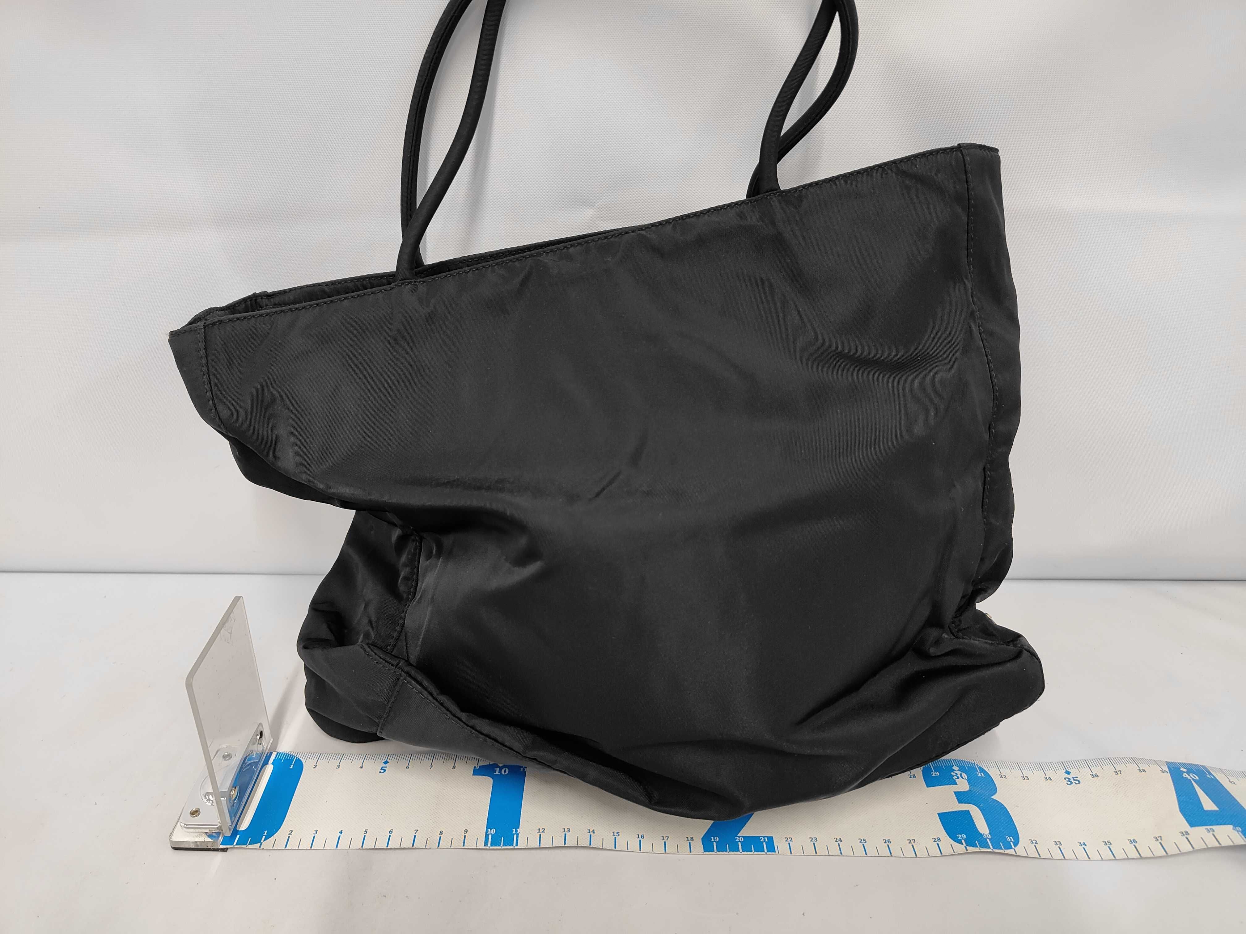 Nylon Triangle Logo Handbag, Black (Note: Odor present) — view 2