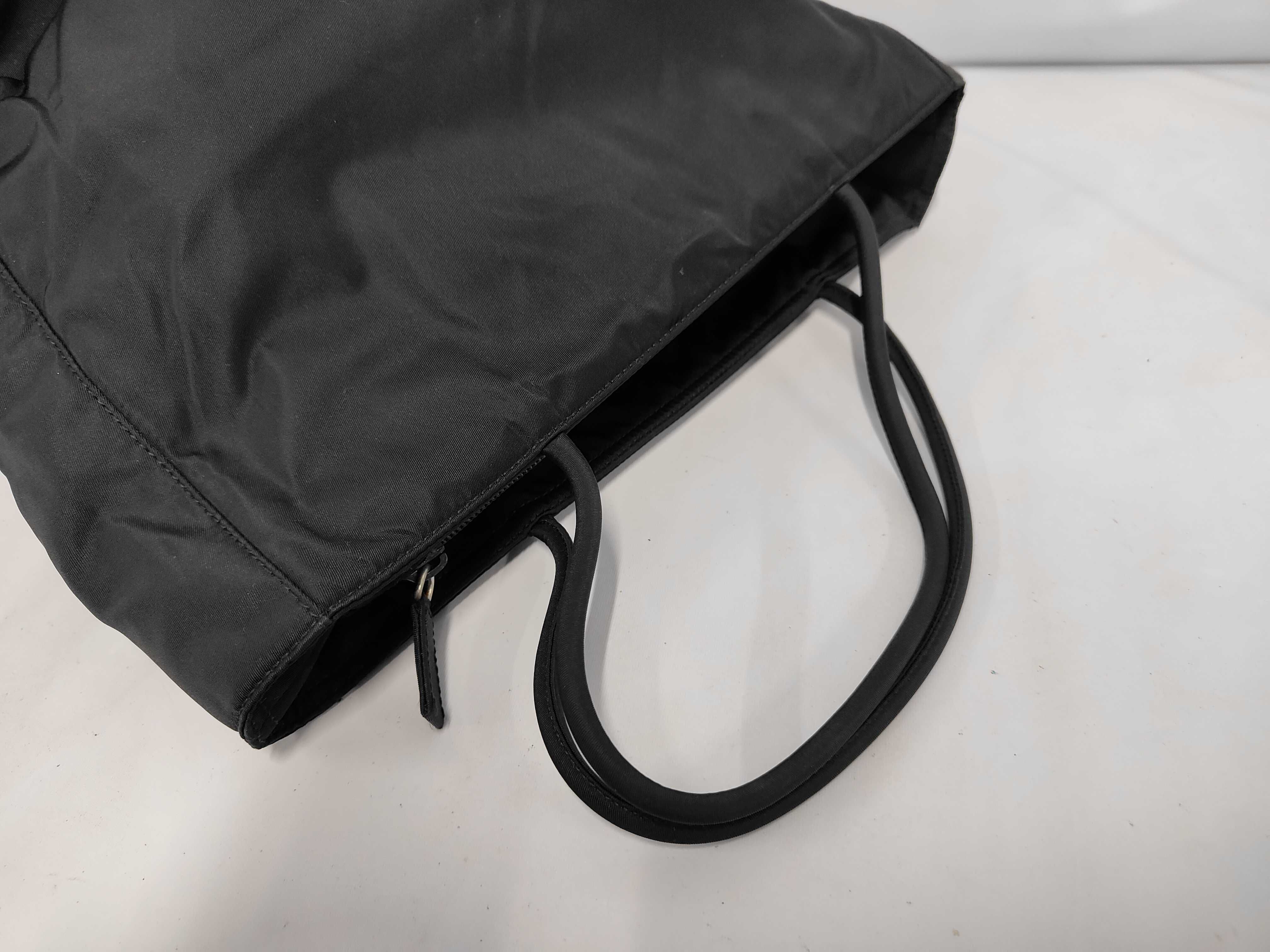Nylon Triangle Logo Handbag, Black (Note: Odor present) — view 5