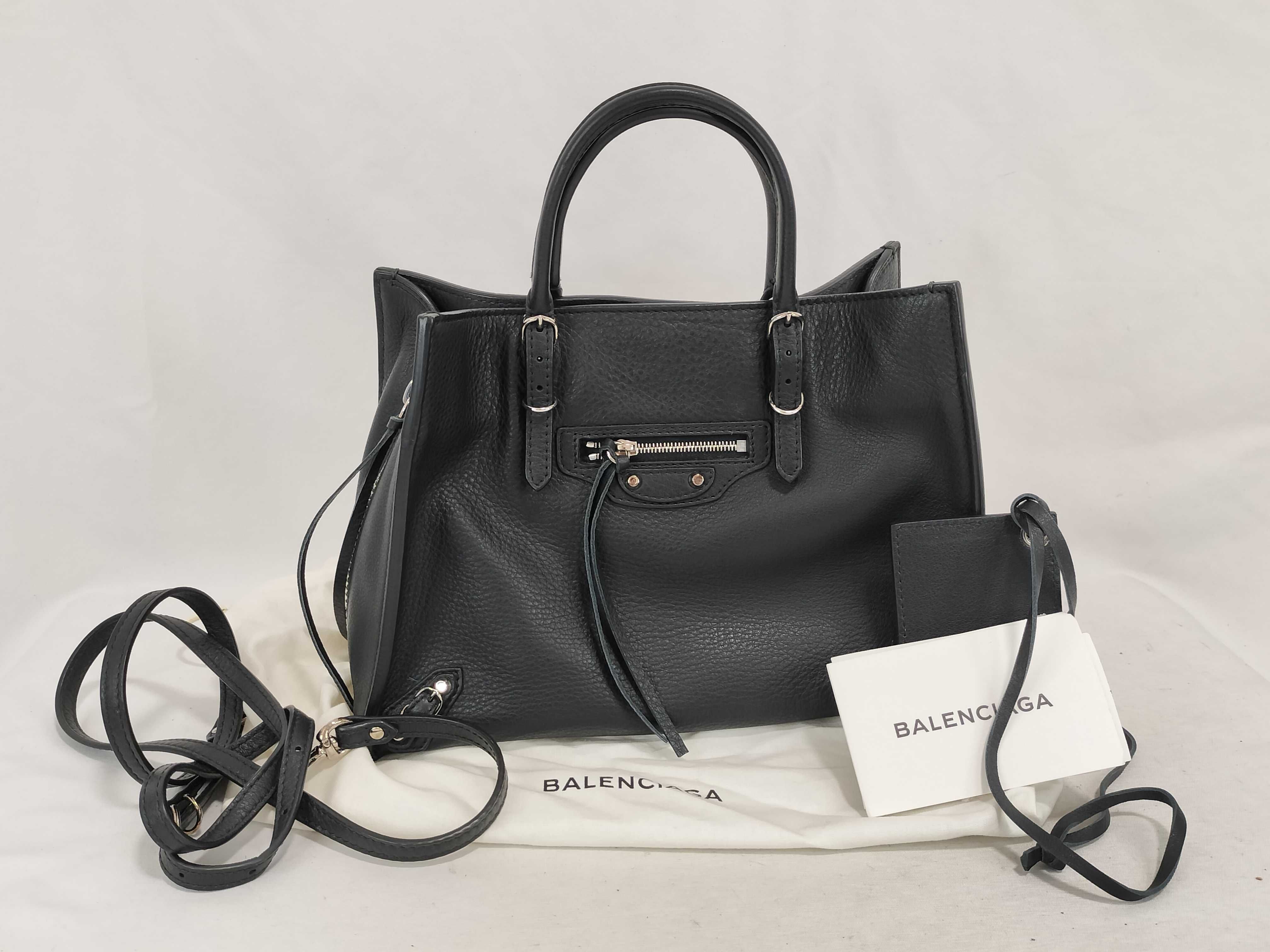 Paper Mini Leather 2-Way Handbag, Black, 370926 (Handbag)