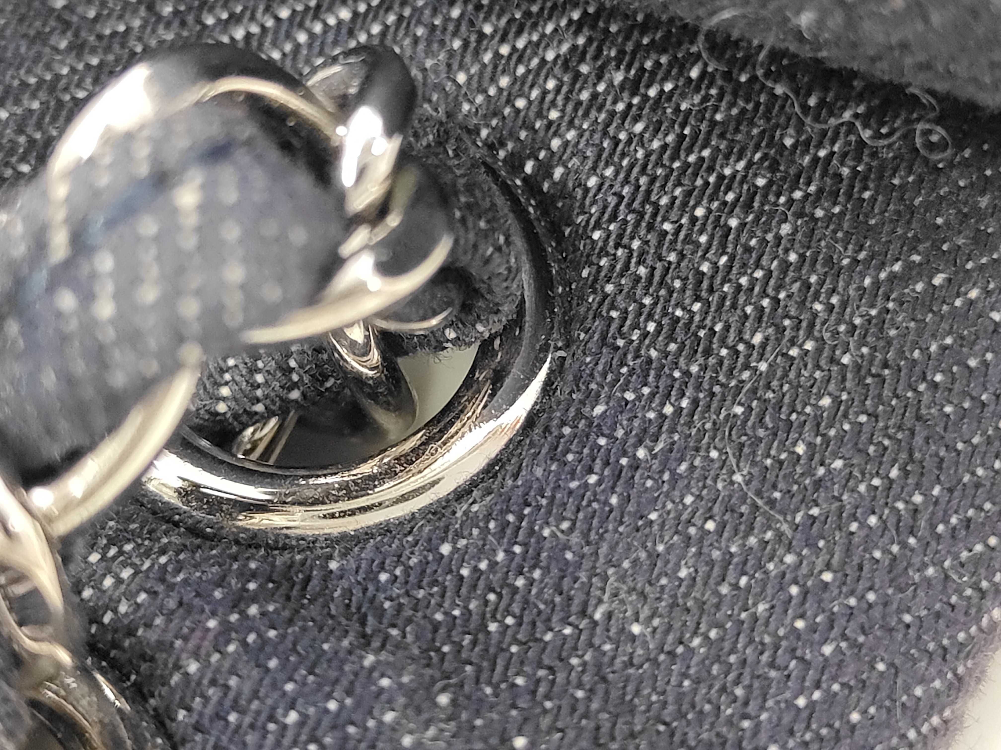Double Flap Denim x Tweed Shoulder Bag (Serial No. 25) Navy with Silver Hardware — view 6