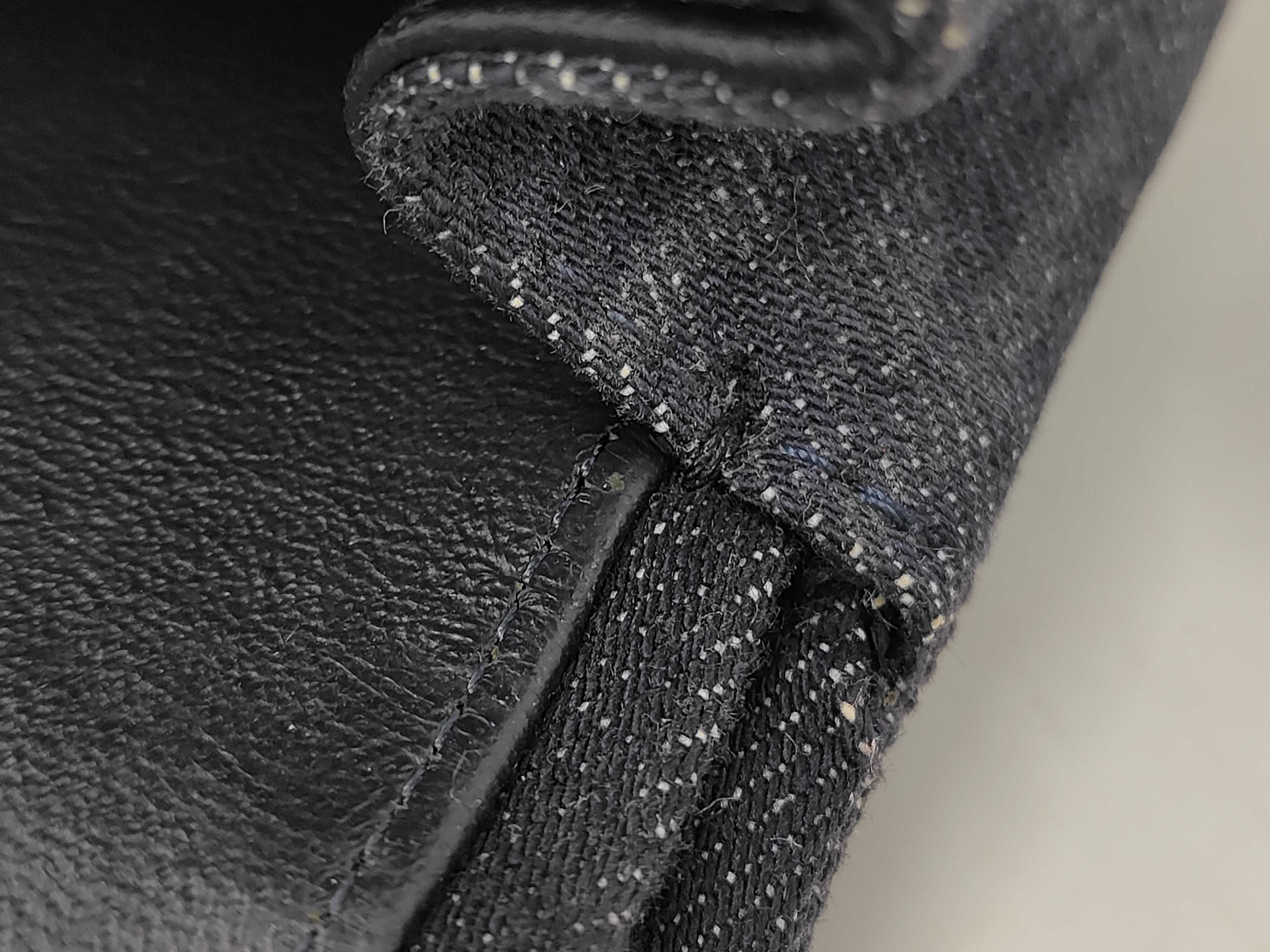 Double Flap Denim x Tweed Shoulder Bag (Serial No. 25) Navy with Silver Hardware — view 9