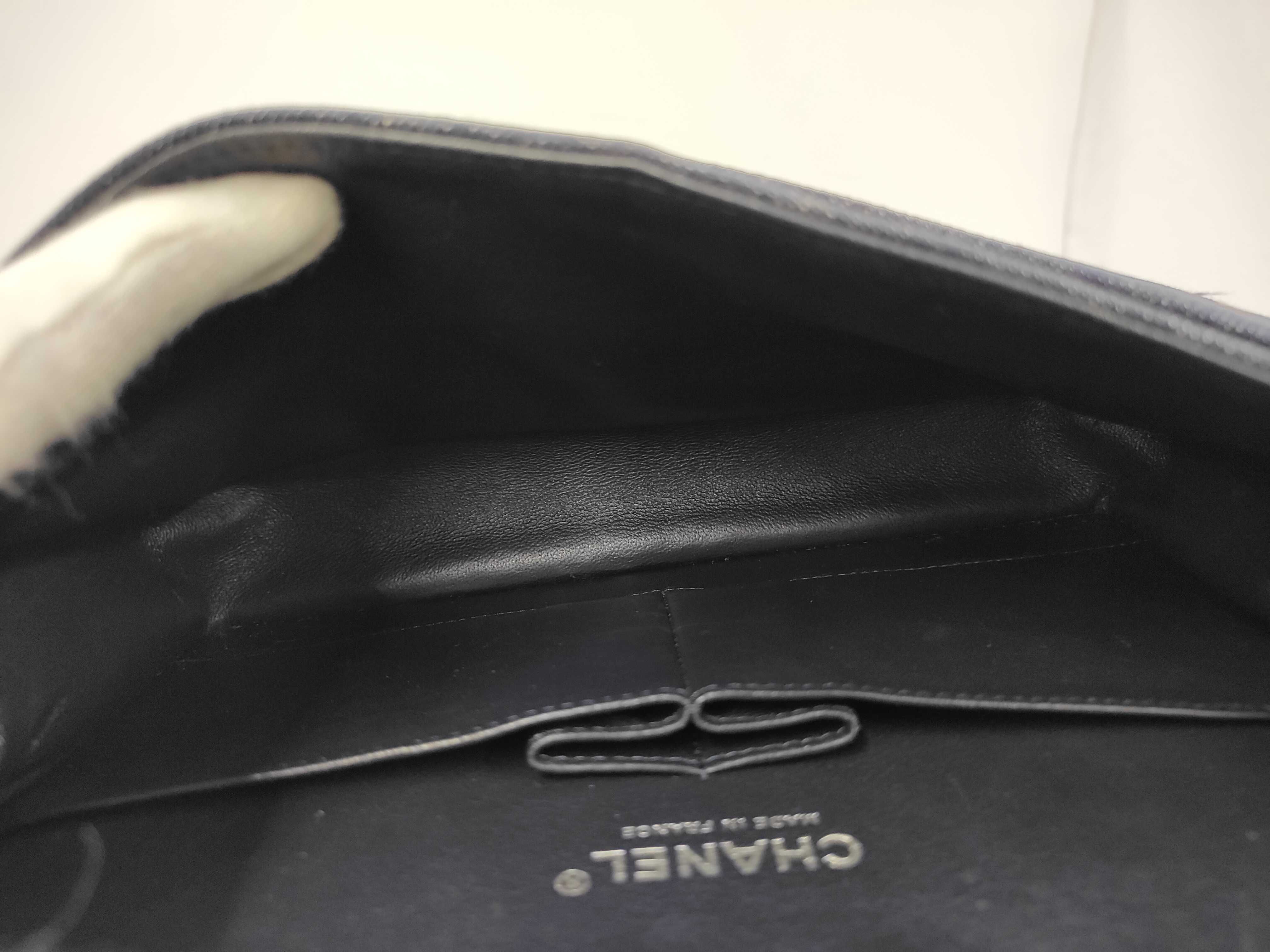 Double Flap Denim x Tweed Shoulder Bag (Serial No. 25) Navy with Silver Hardware — view 10