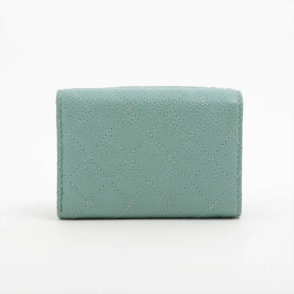 Boy Chanel Caviar Skin Compact Wallet, Green with Gold Hardware, 28965594 — view 2
