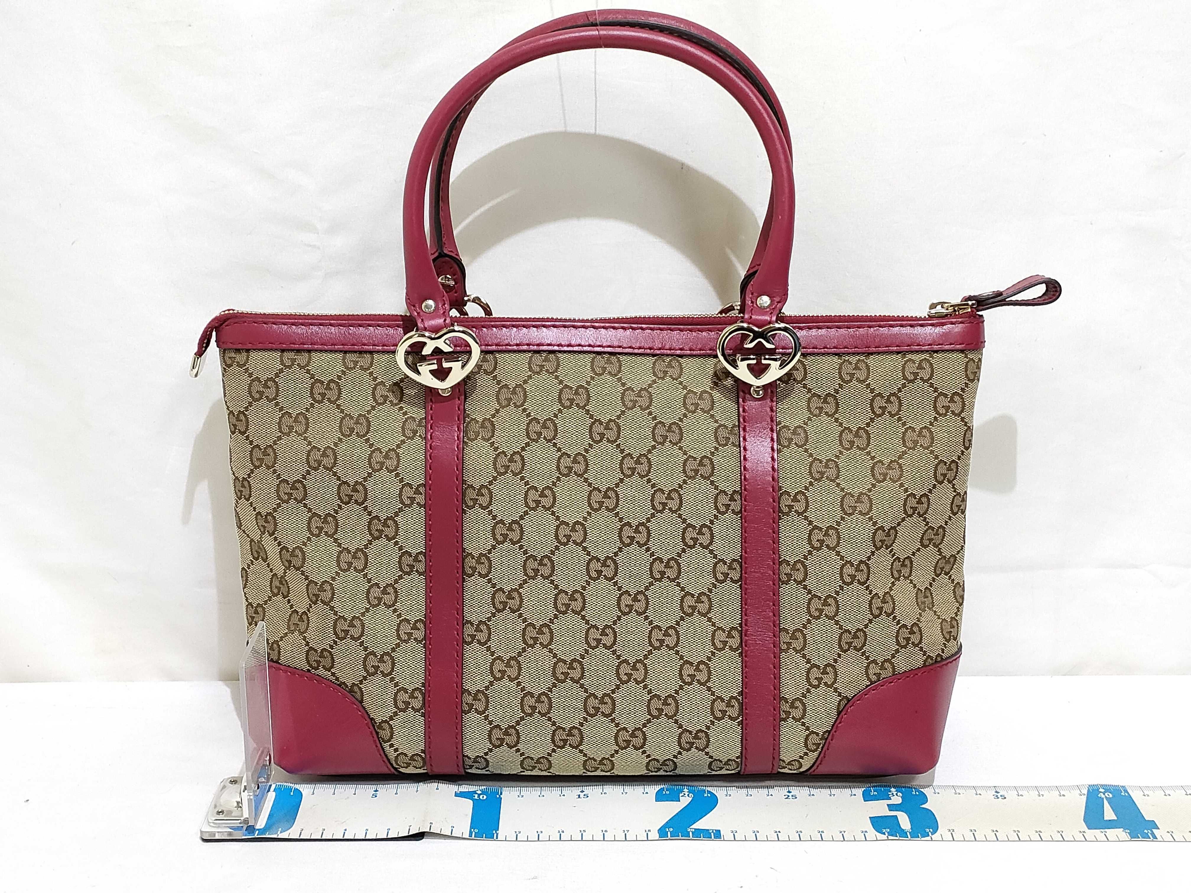 GG Canvas Tote Bag, 257069, GG Pattern, Red, with Bag — view 2