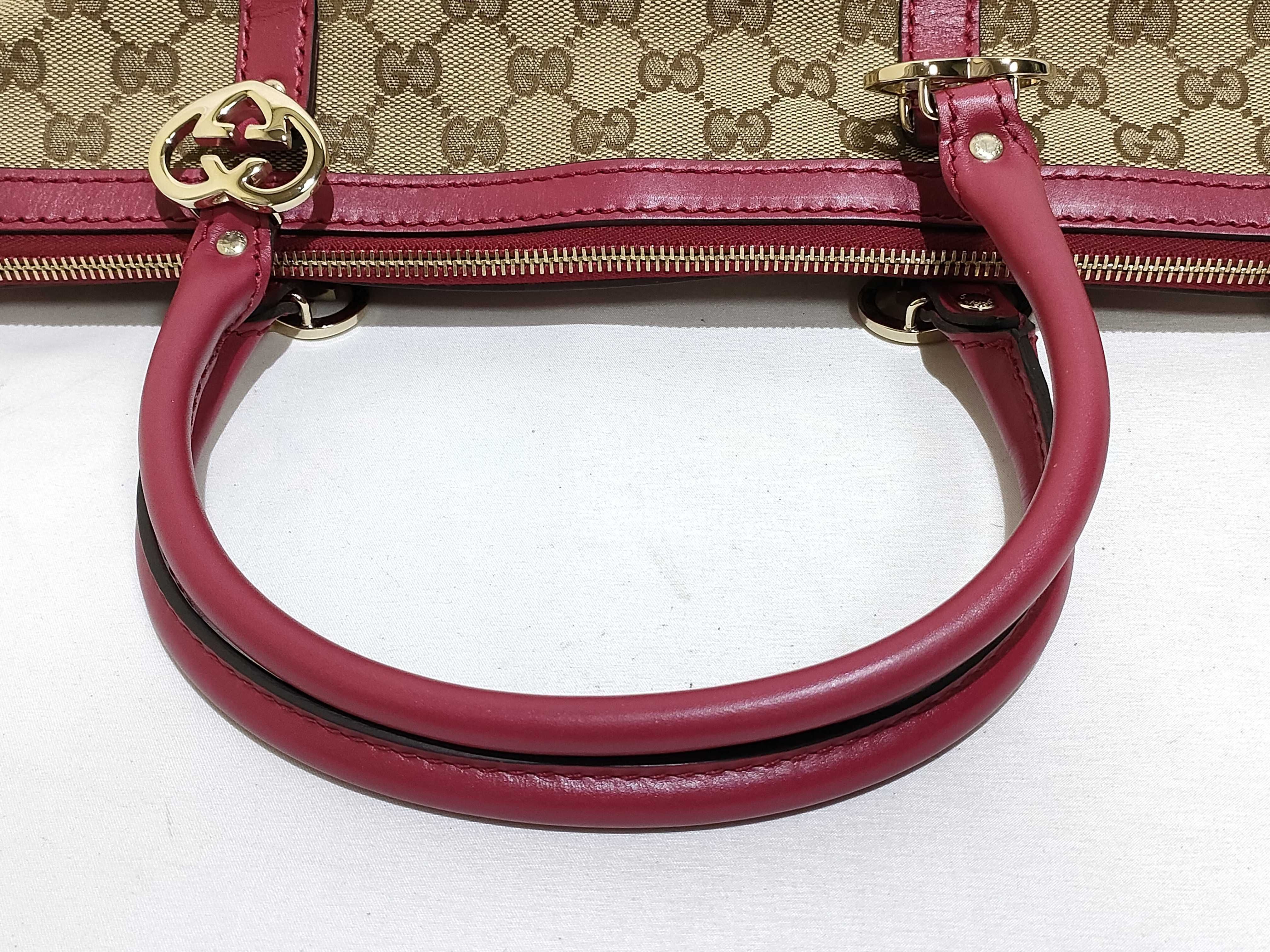 GG Canvas Tote Bag, 257069, GG Pattern, Red, with Bag — view 3