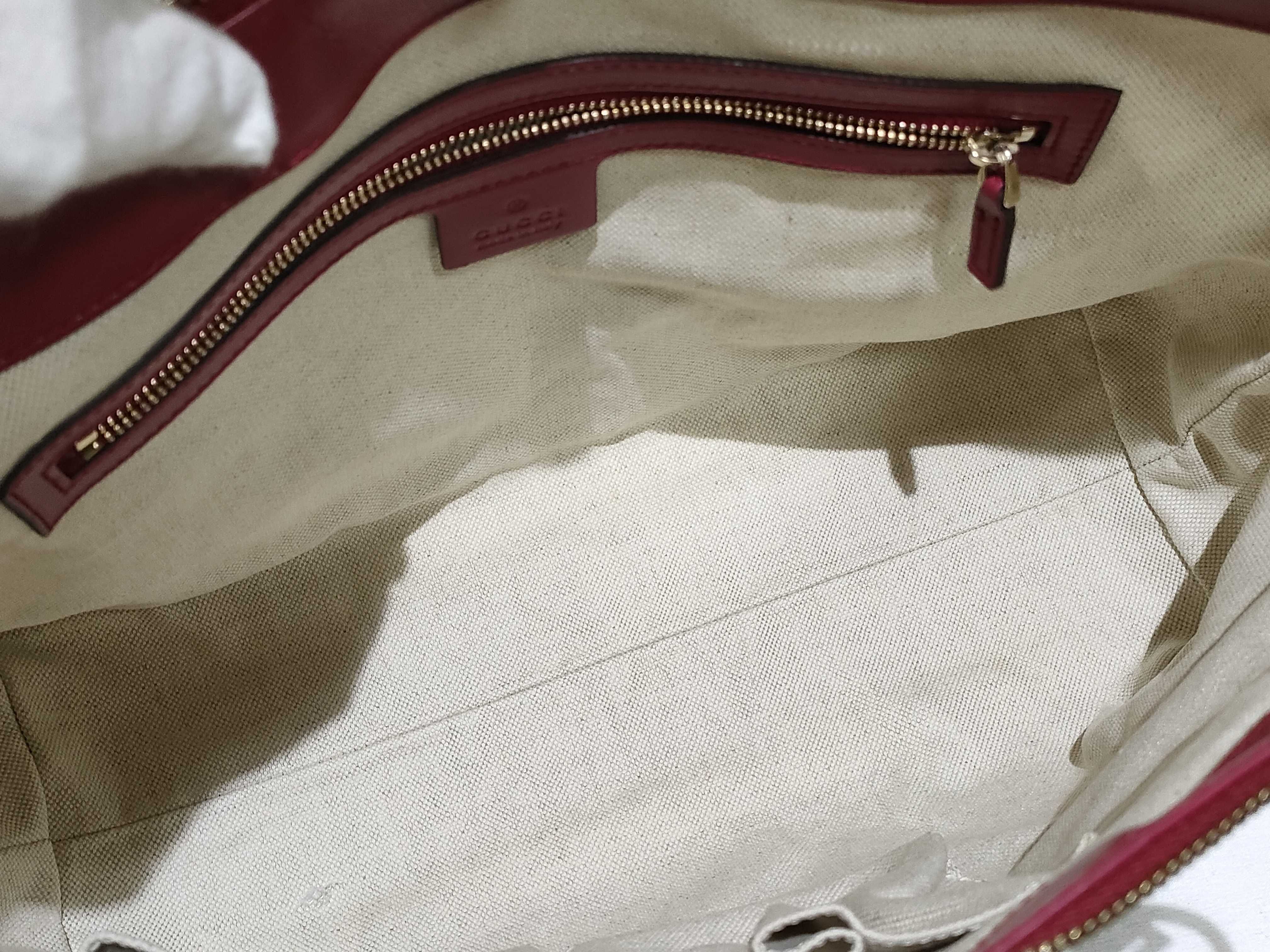GG Canvas Tote Bag, 257069, GG Pattern, Red, with Bag — view 9