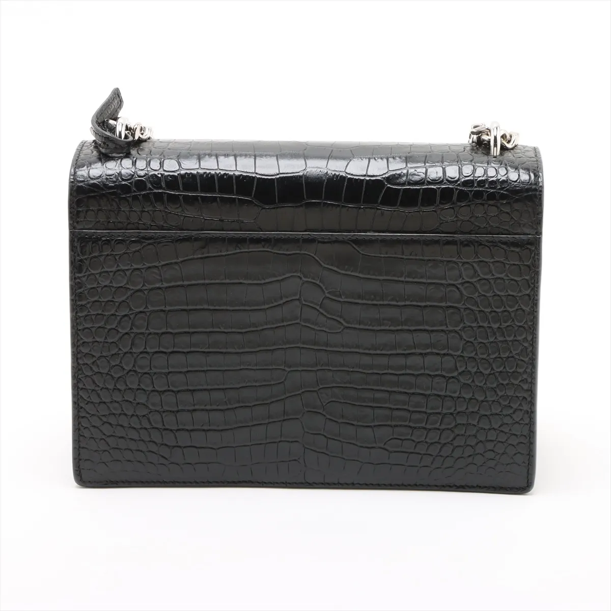 Sunset Croco Embossed Chain Shoulder Bag Black 442906 — view 2