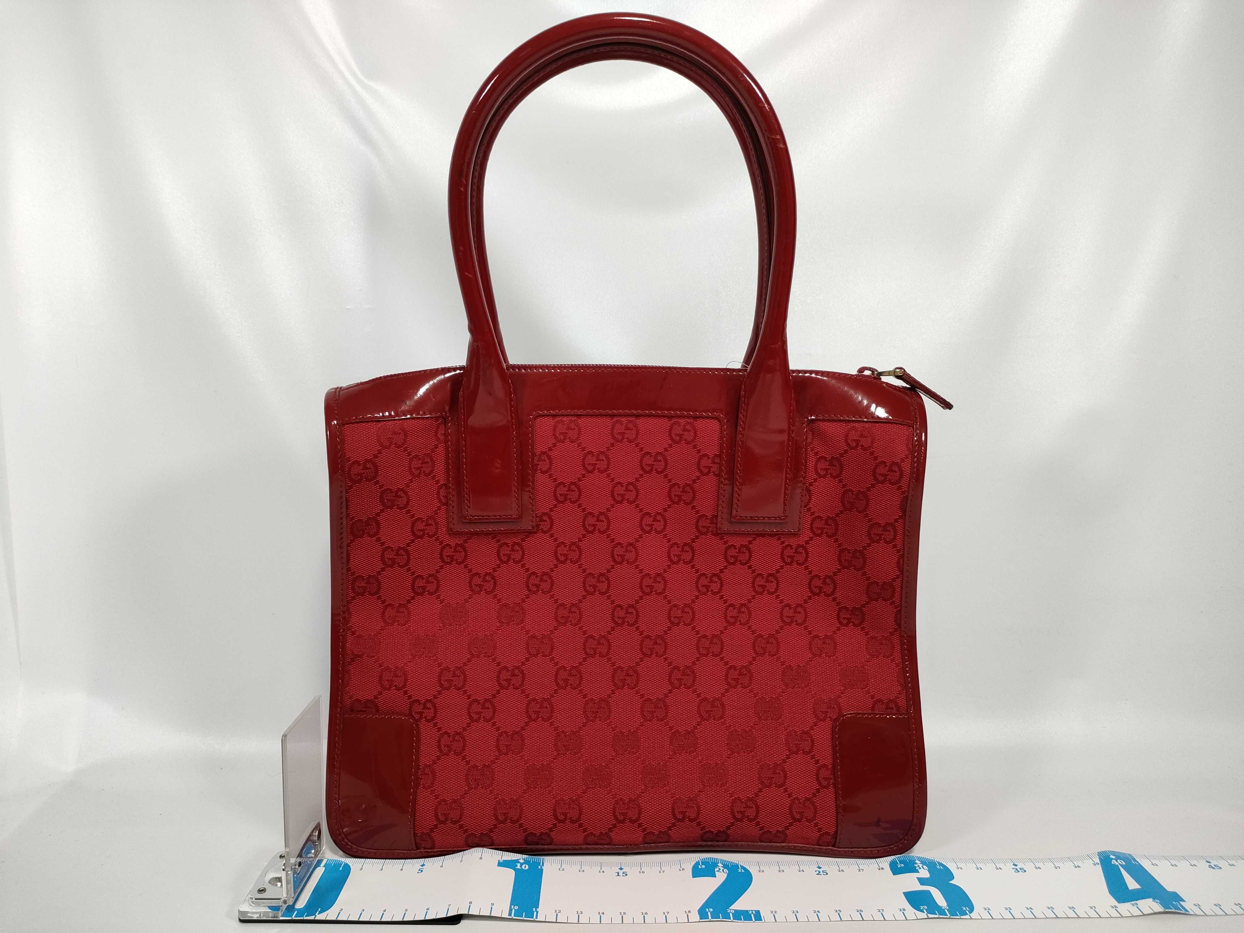 GG Canvas Enamel Patent Leather Handbag Red Handbag — view 2