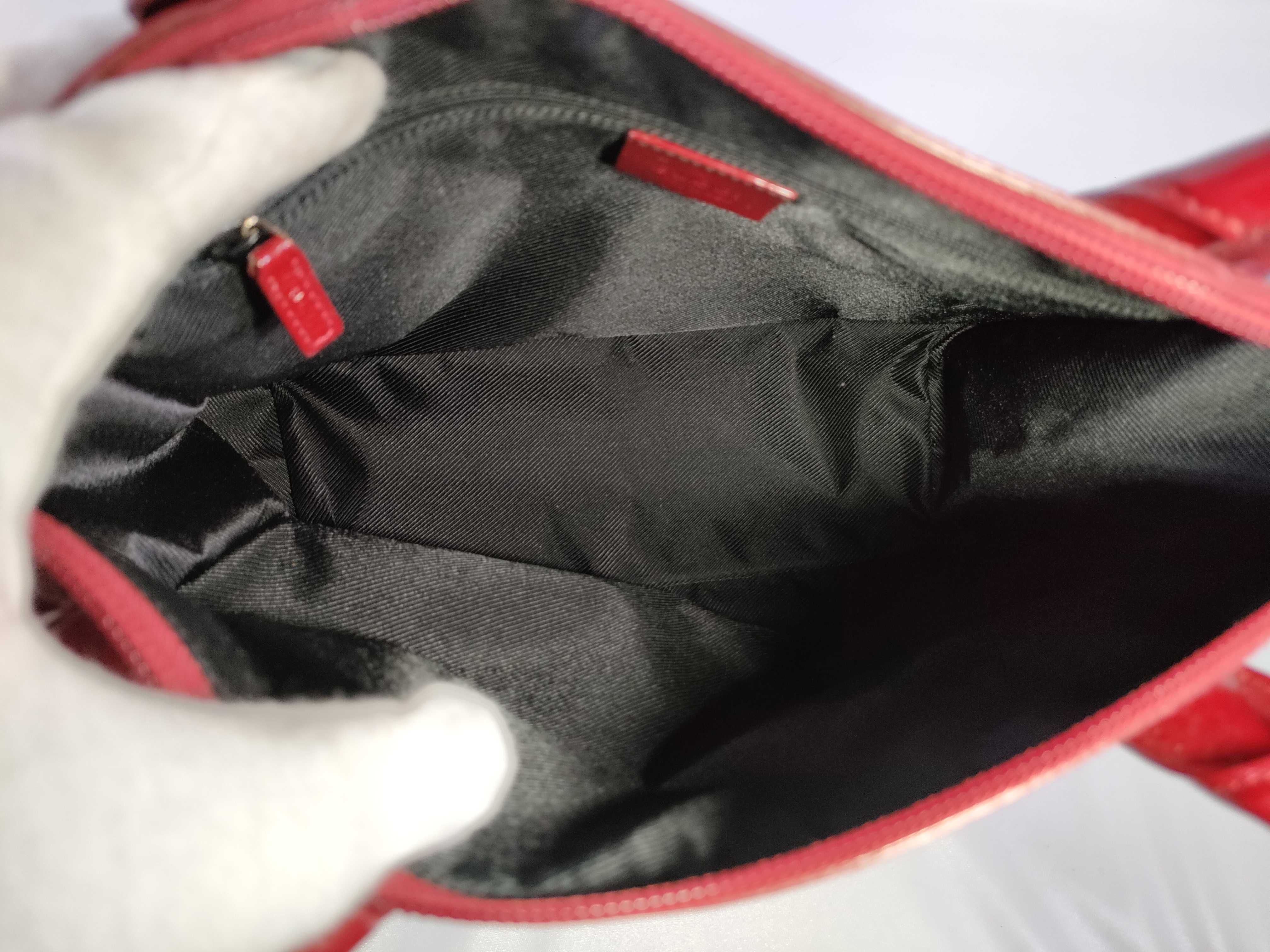 GG Canvas Enamel Patent Leather Handbag Red Handbag — view 12