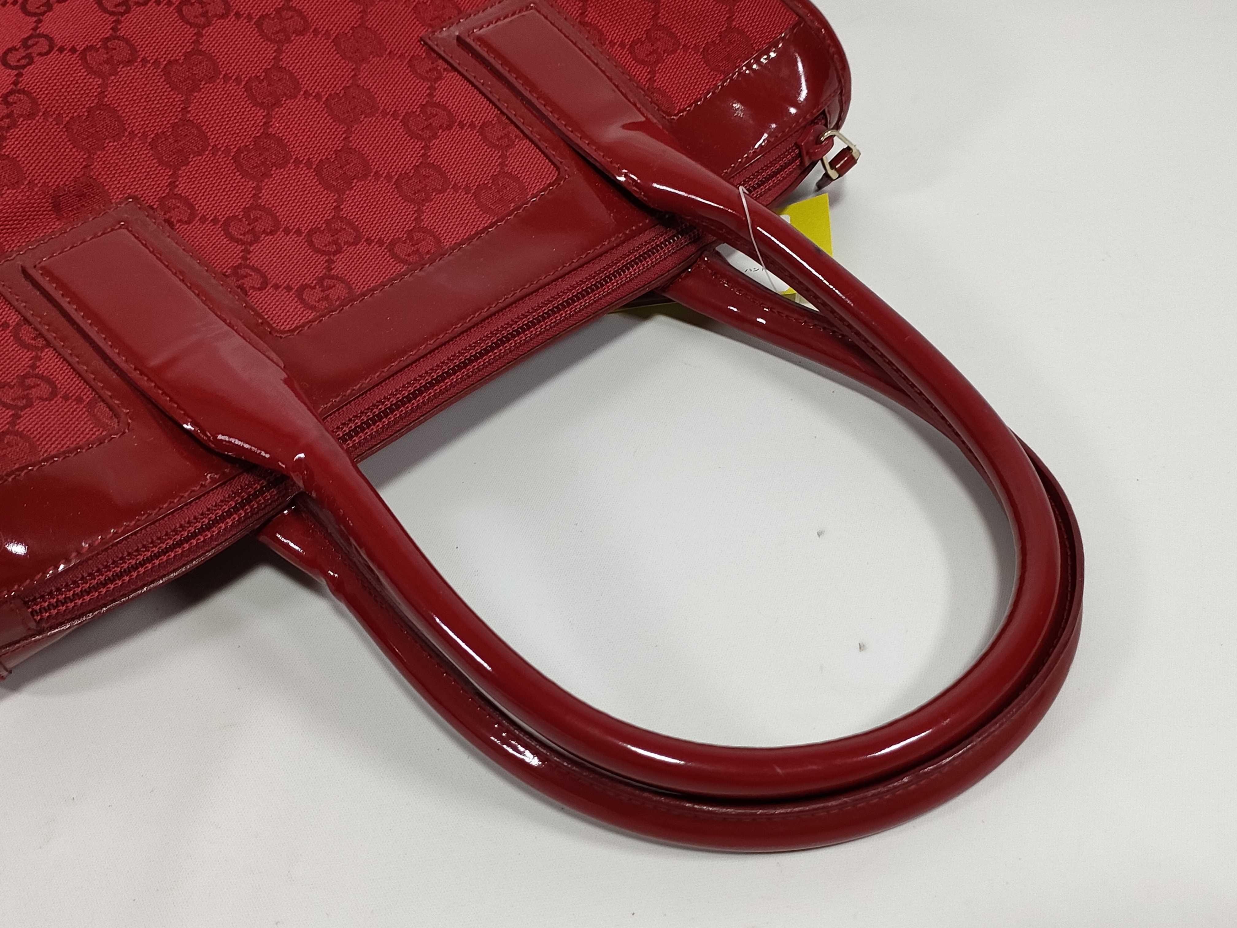 GG Canvas Enamel Patent Leather Handbag Red Handbag — view 3