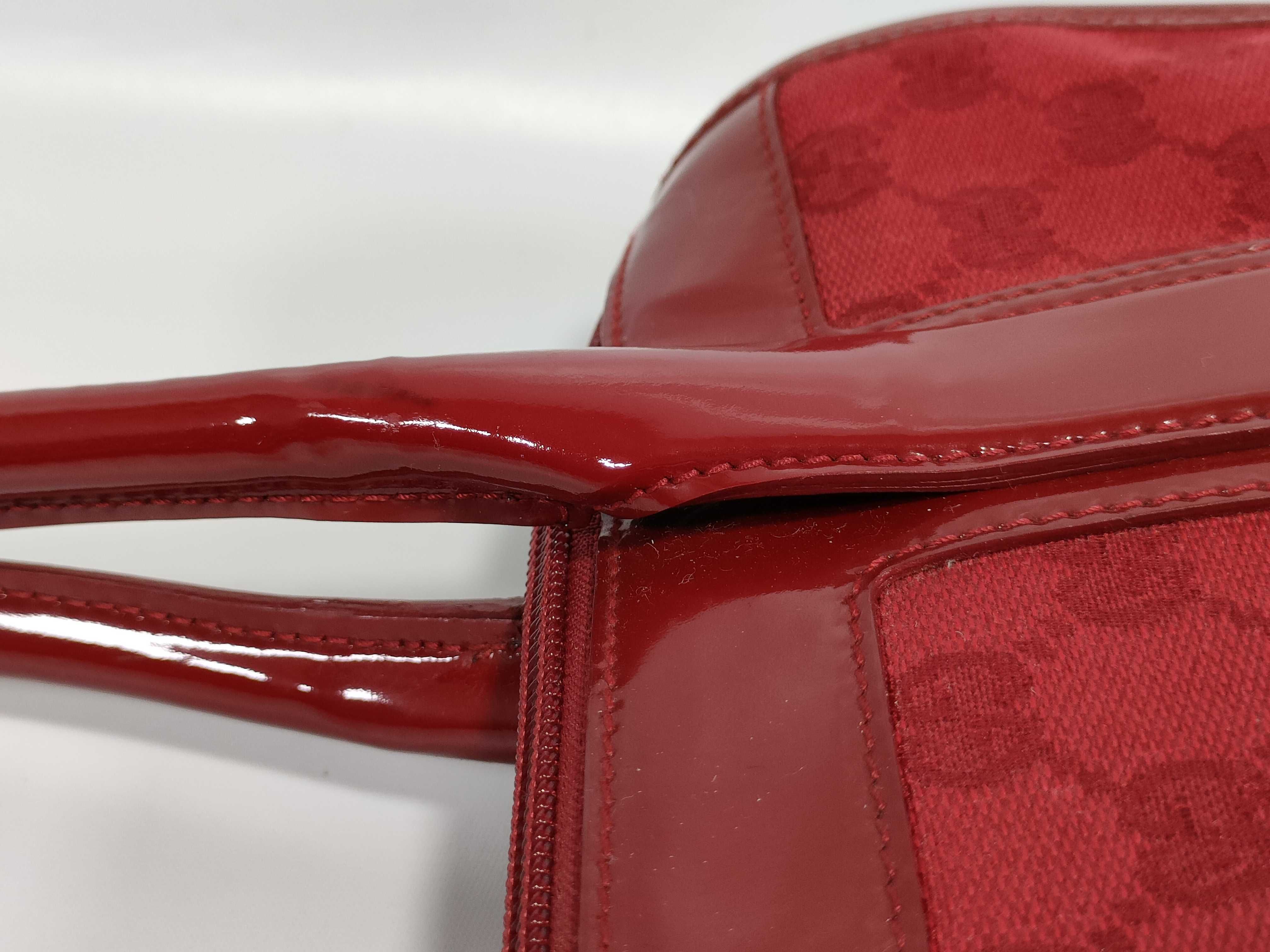 GG Canvas Enamel Patent Leather Handbag Red Handbag — view 6