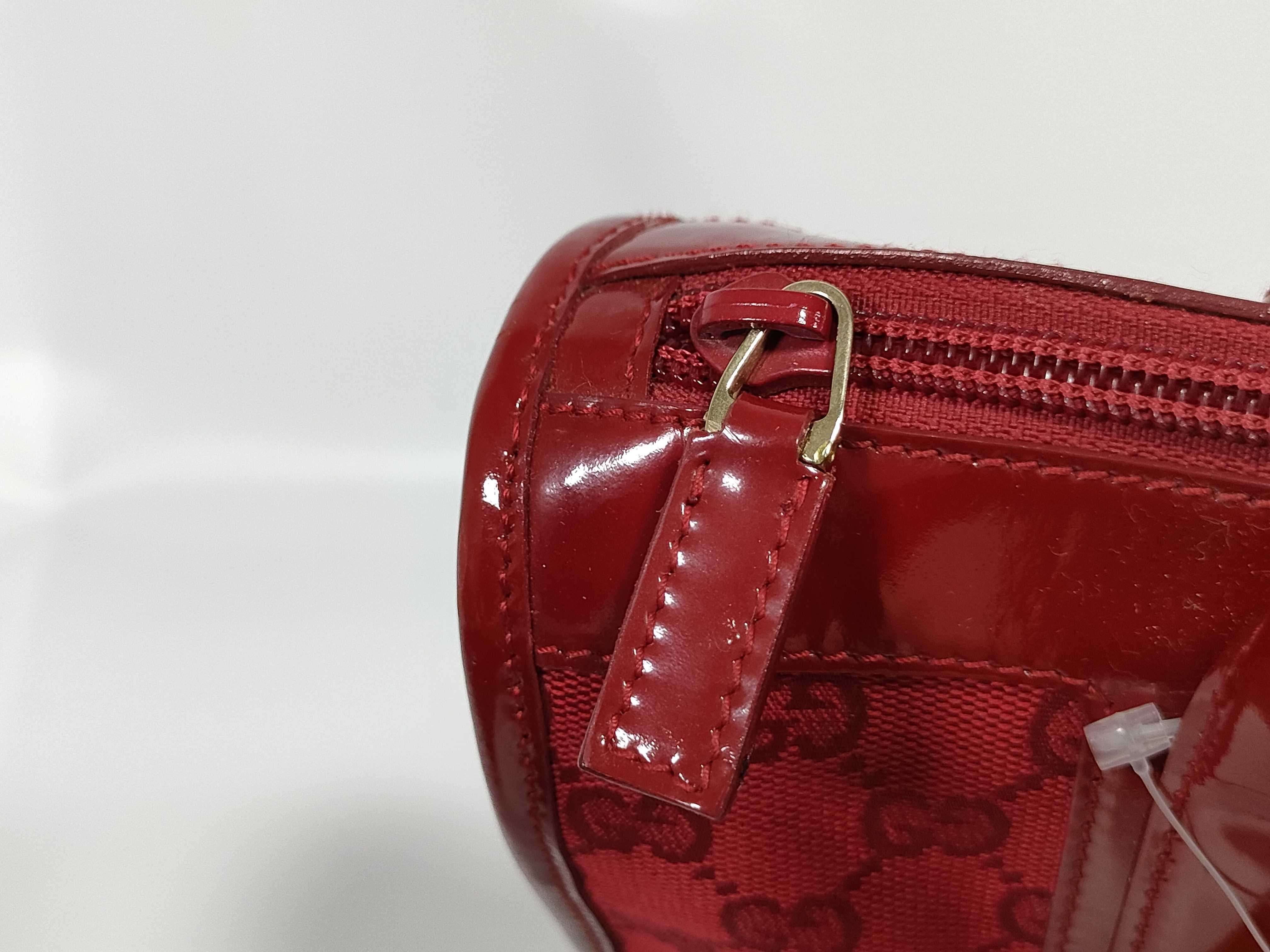 GG Canvas Enamel Patent Leather Handbag Red Handbag — view 10