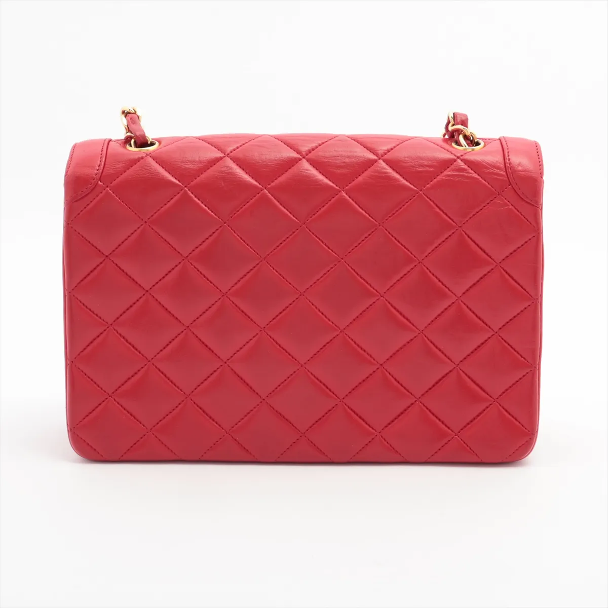 Matelasse Lambskin Single Flap Single Chain Bag Red Gold Hardware — view 2