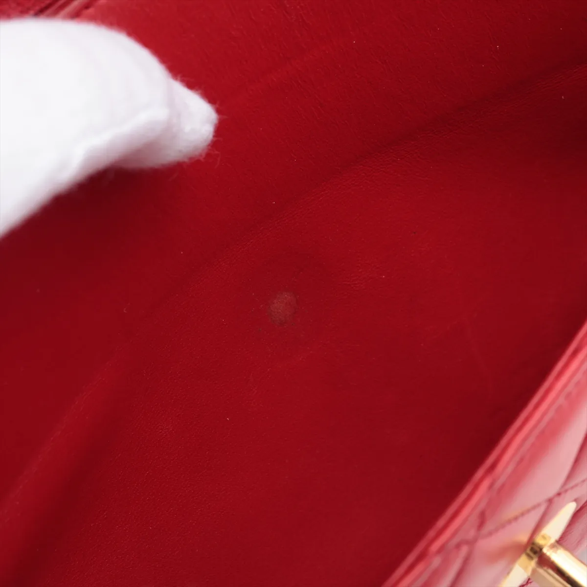 Matelasse Lambskin Single Flap Single Chain Bag Red Gold Hardware — view 13