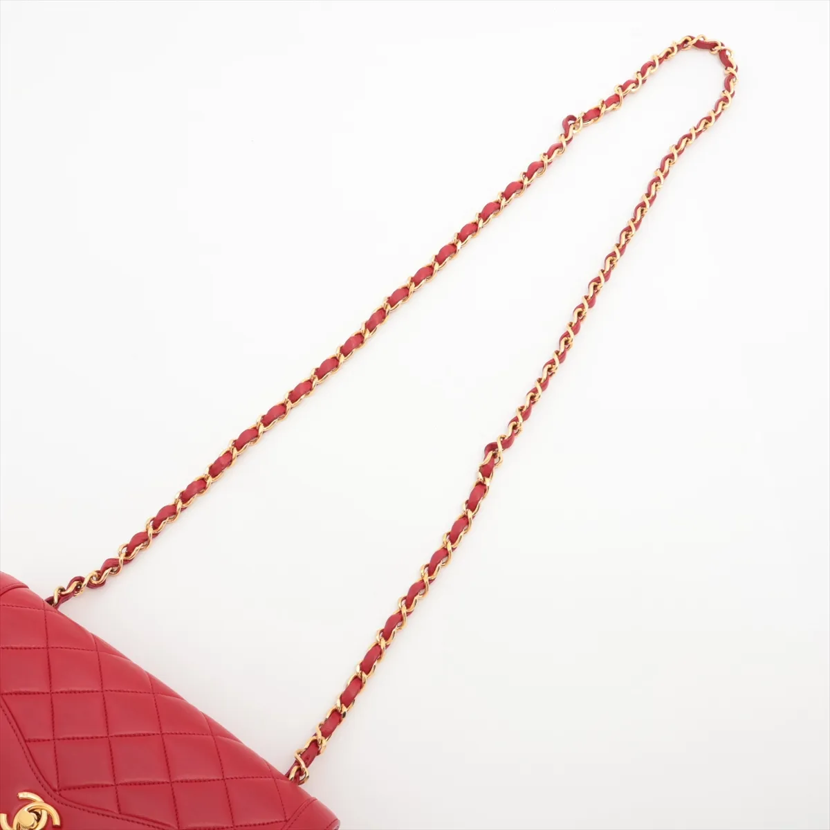 Matelasse Lambskin Single Flap Single Chain Bag Red Gold Hardware — view 5