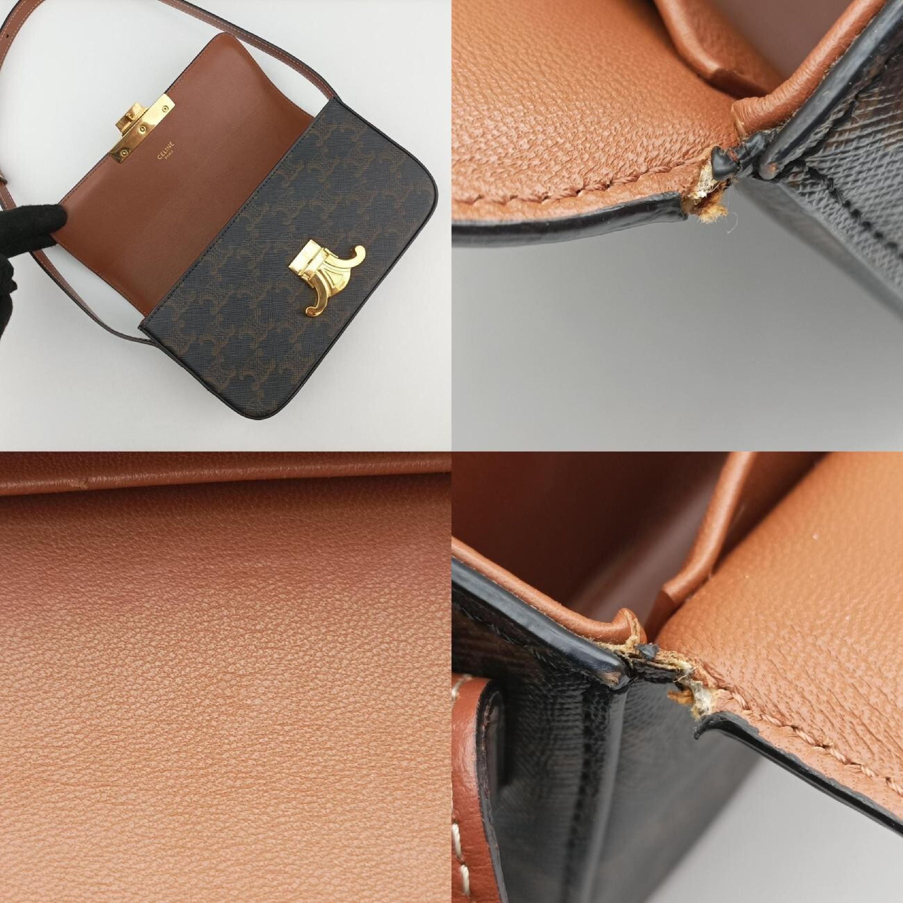 Triomphe Brown PVC Coated Canvas Shoulder Bag U-CE-0271 — view 9