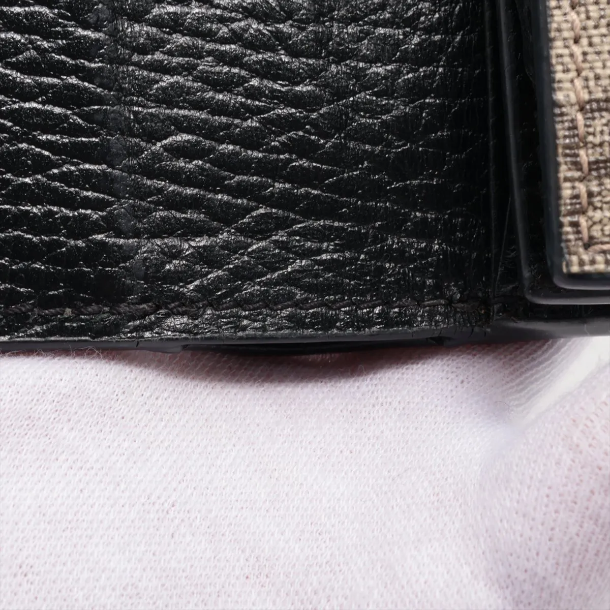GG Marmont 598587 PVC x Leather Compact Wallet Black x Beige — view 8